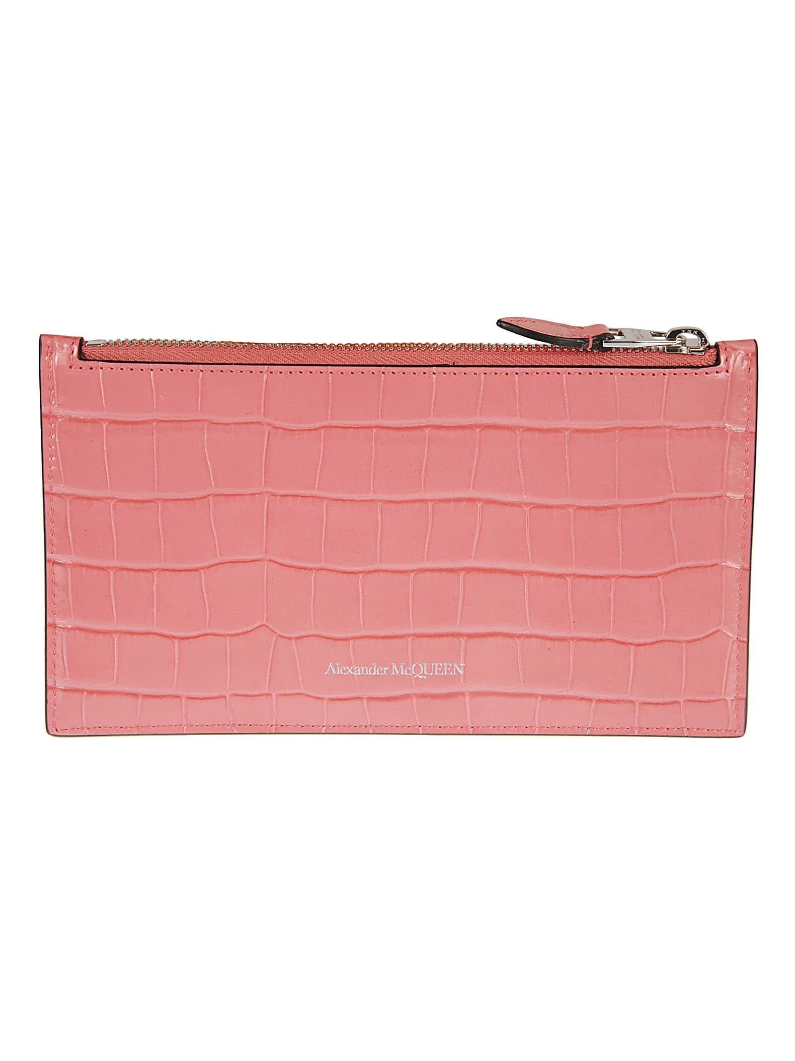 Shop Alexander Mcqueen Skull Zip-around Wallet In Coral