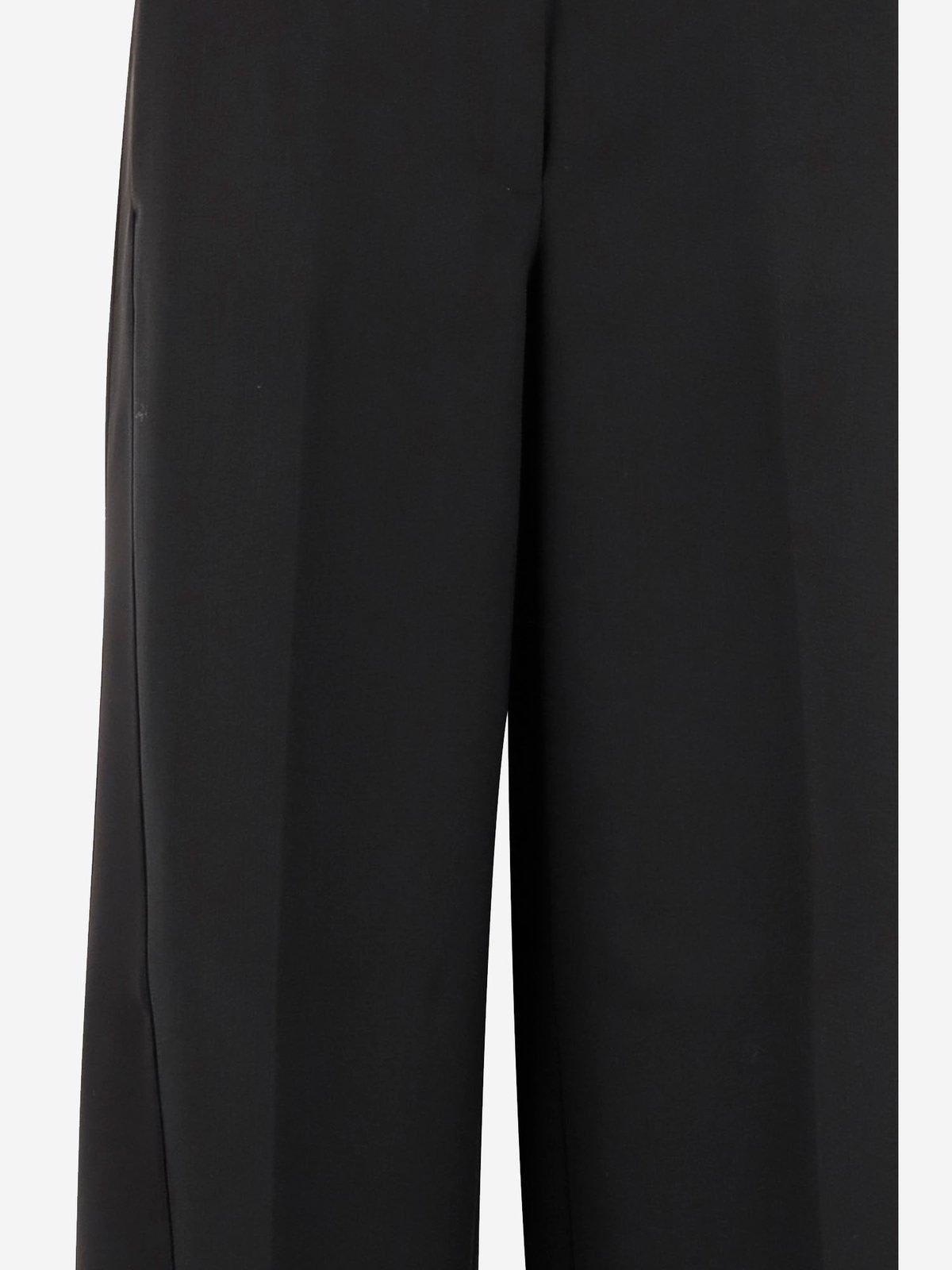 Pinko Wide-leg Stretch Cotton Trousers In Limousine Black