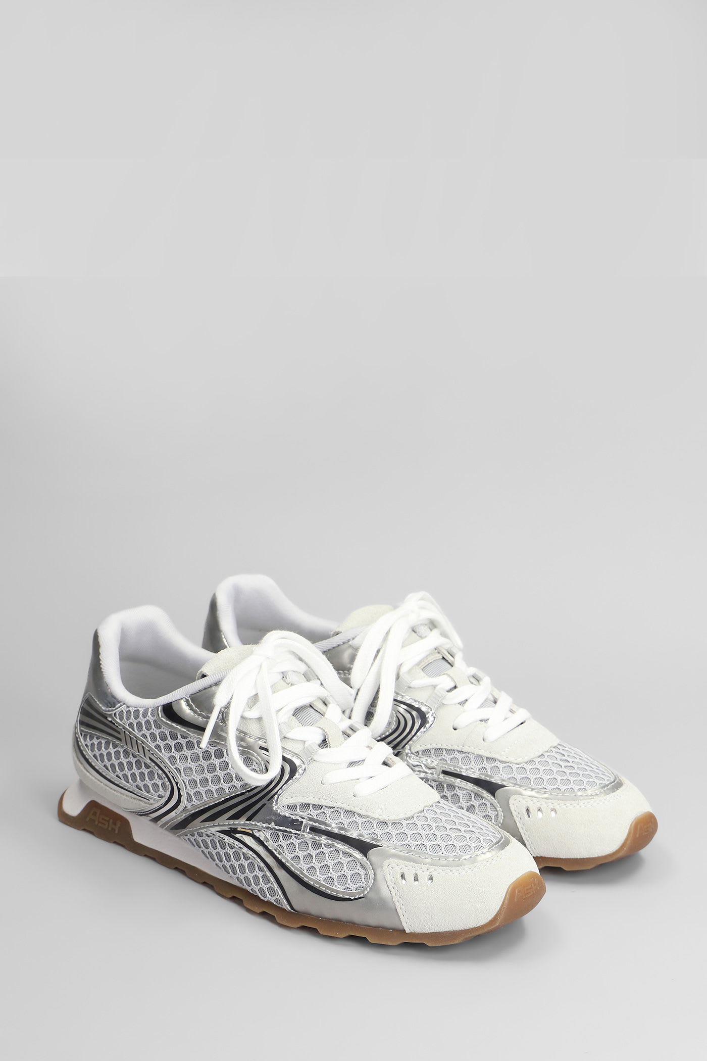 Ash Kabuki Sneakers In Silver Suede And Fabric In Metallic