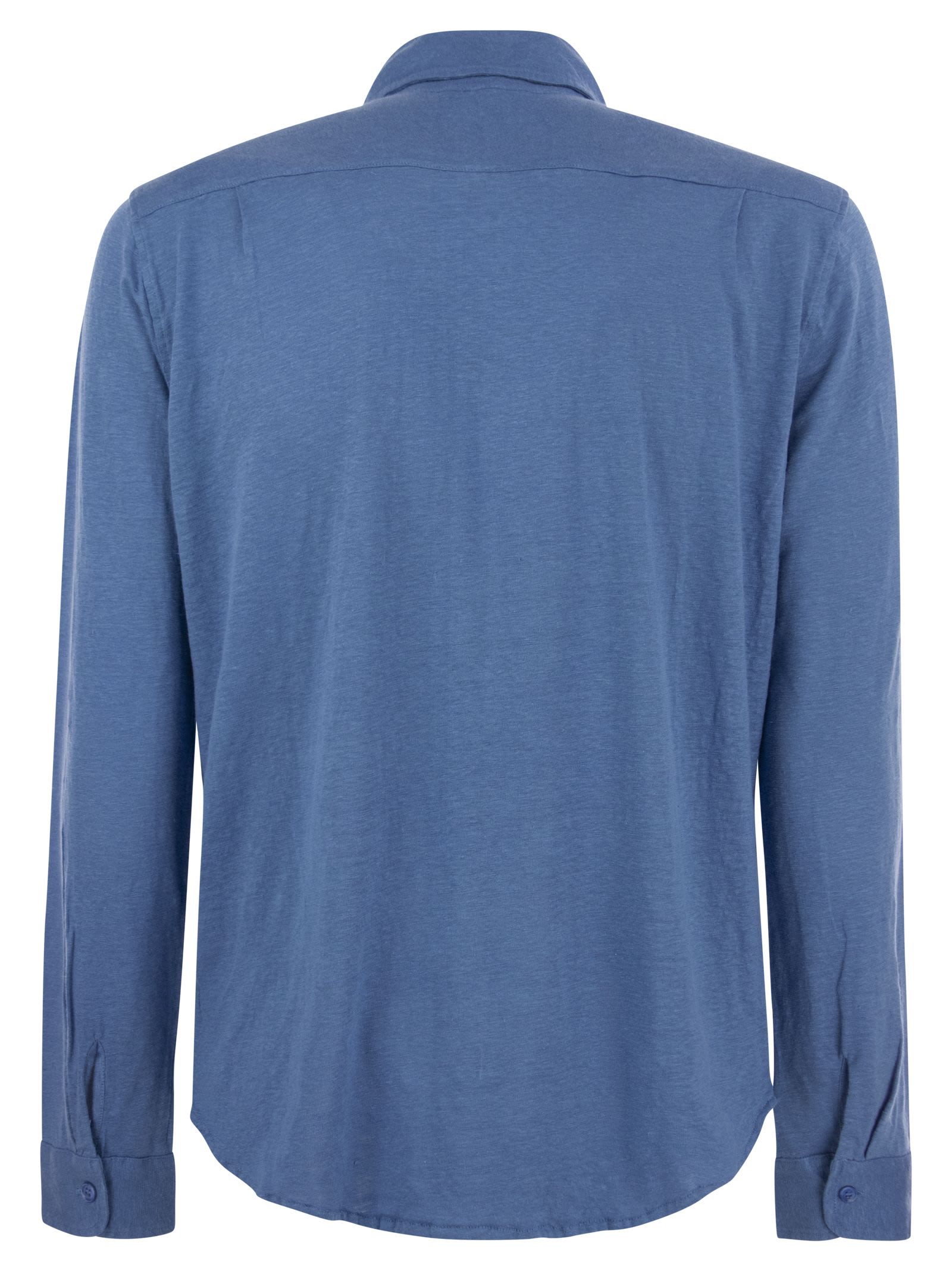 Shop Majestic Linen Long-sleeved Shirt In Light Blue