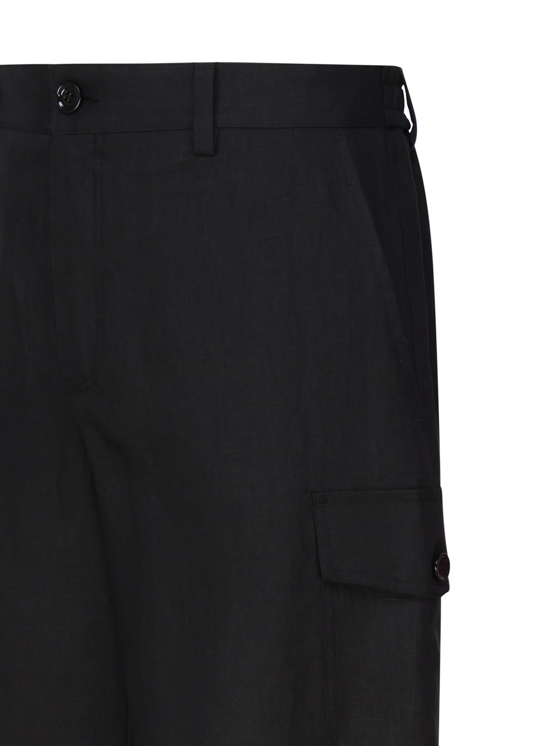 Shop Dolce & Gabbana Linen Cargo Shorts With Plaque In Black