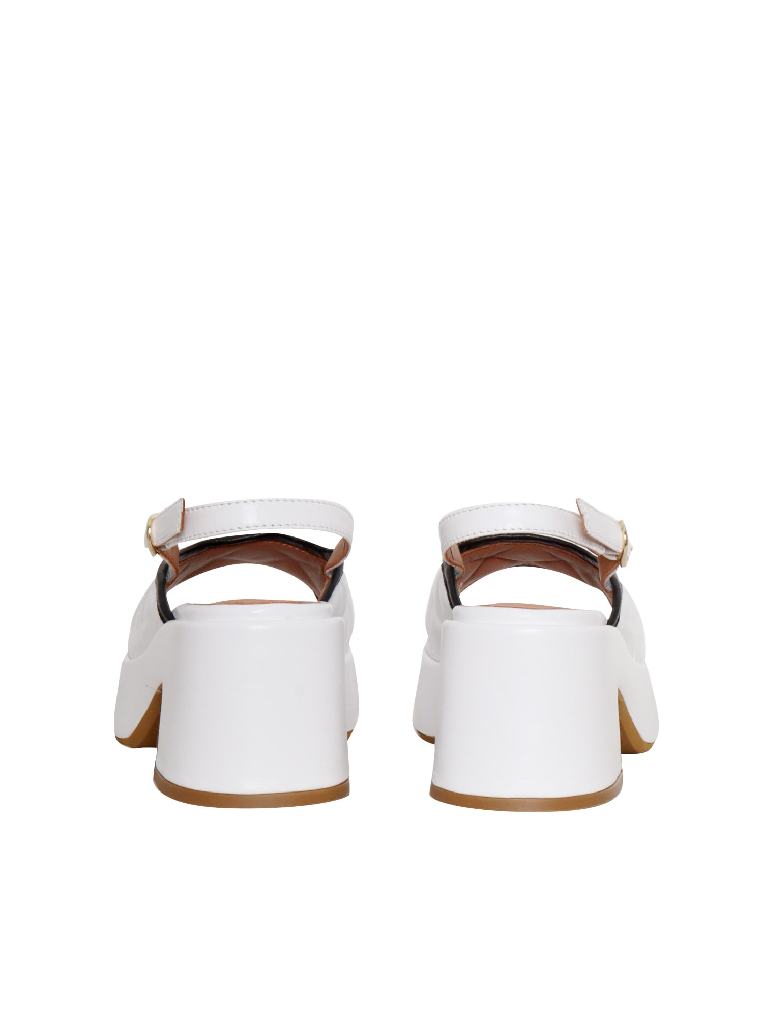 Shop Via Roma 15 White Leather Sandals