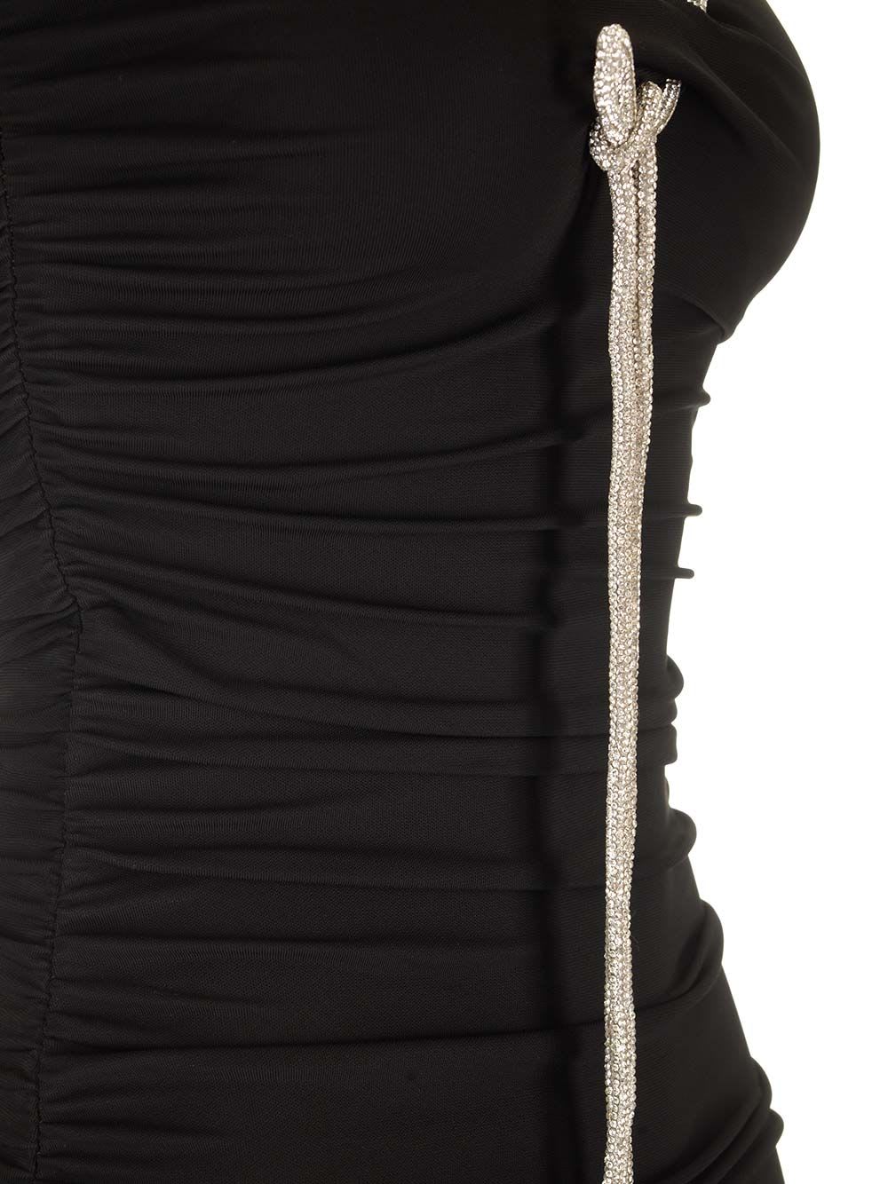 Shop Off-white Bling Crepe Mini Dress In Black