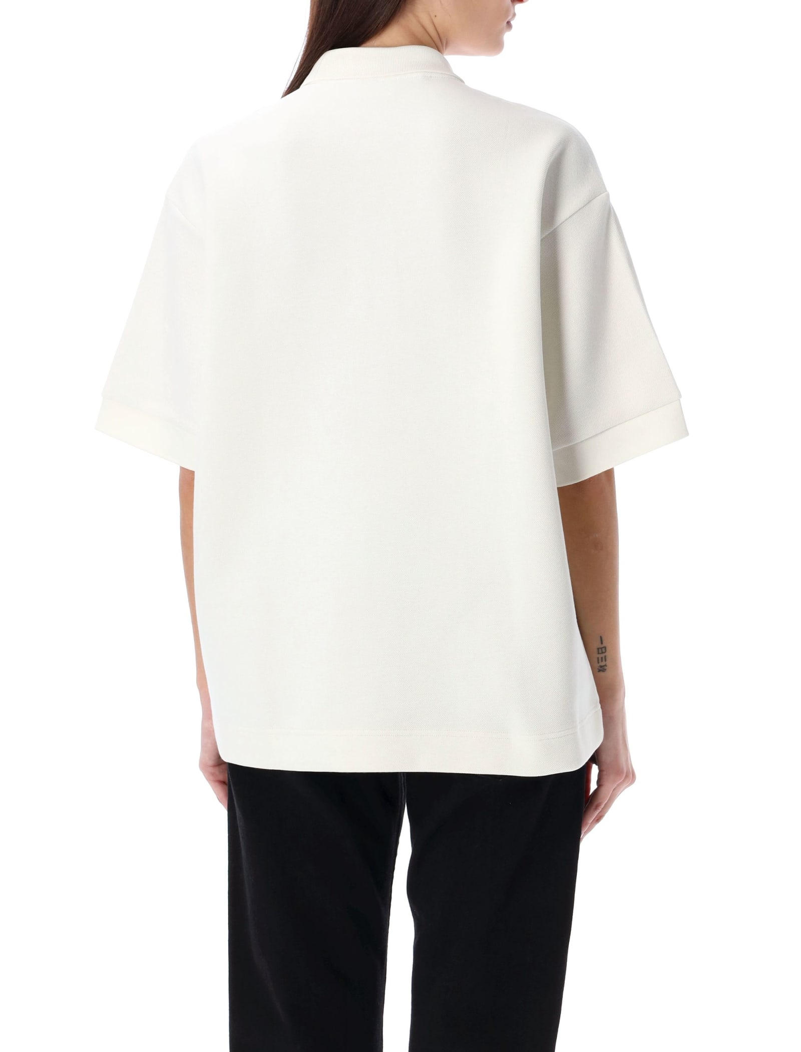 Shop Lacoste Oversize Piqué Polo Shirt In White