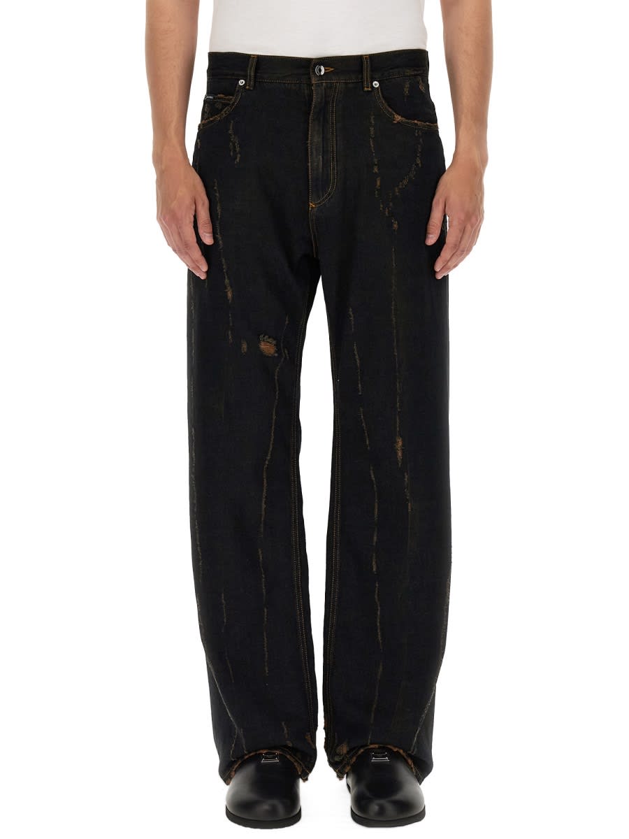 Shop Dolce & Gabbana Denim Pants In Multicolour