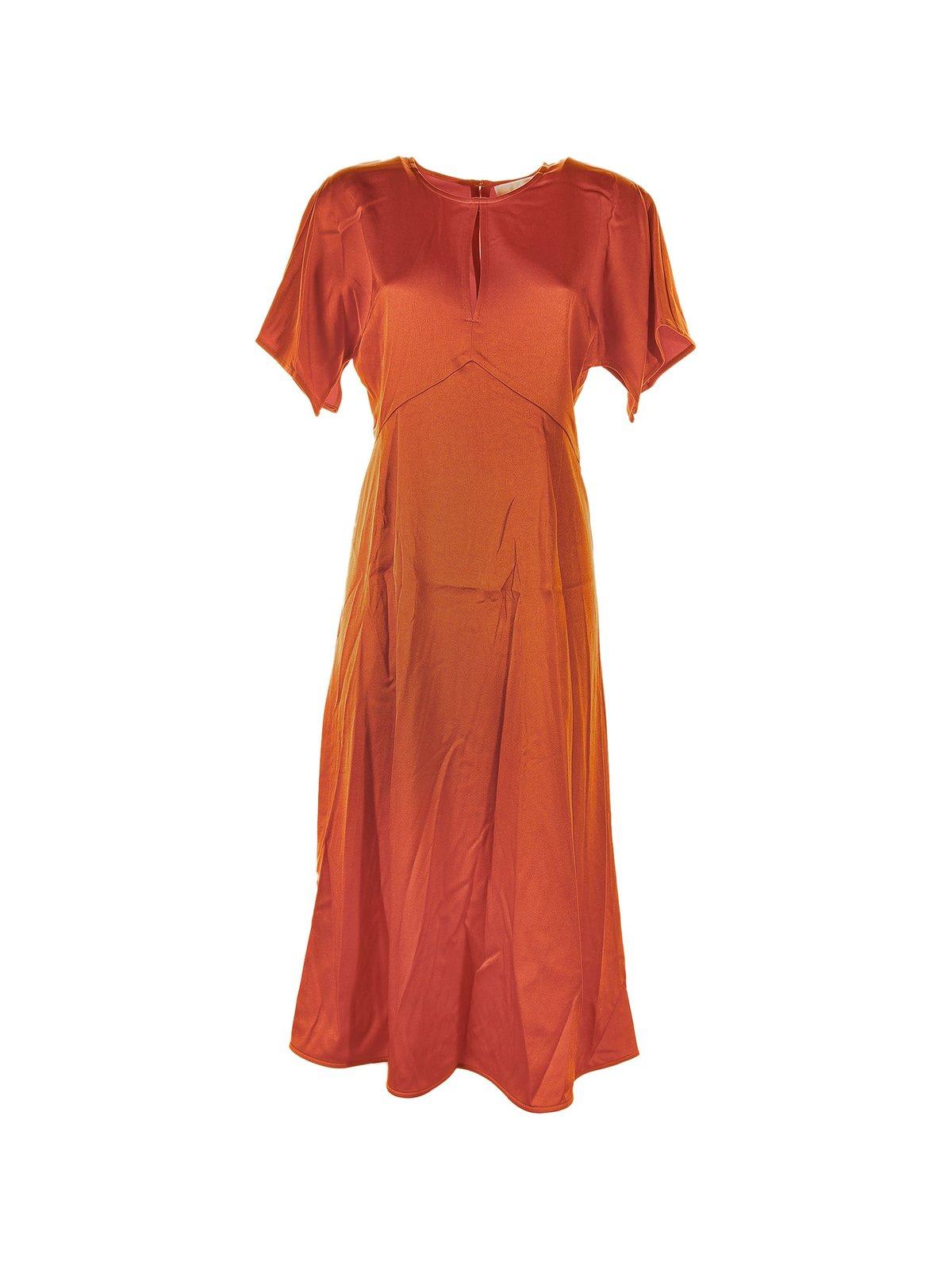 Shop Michael Michael Kors Michael Short-sleeved Zipped Midi Dress In Brt Trractta