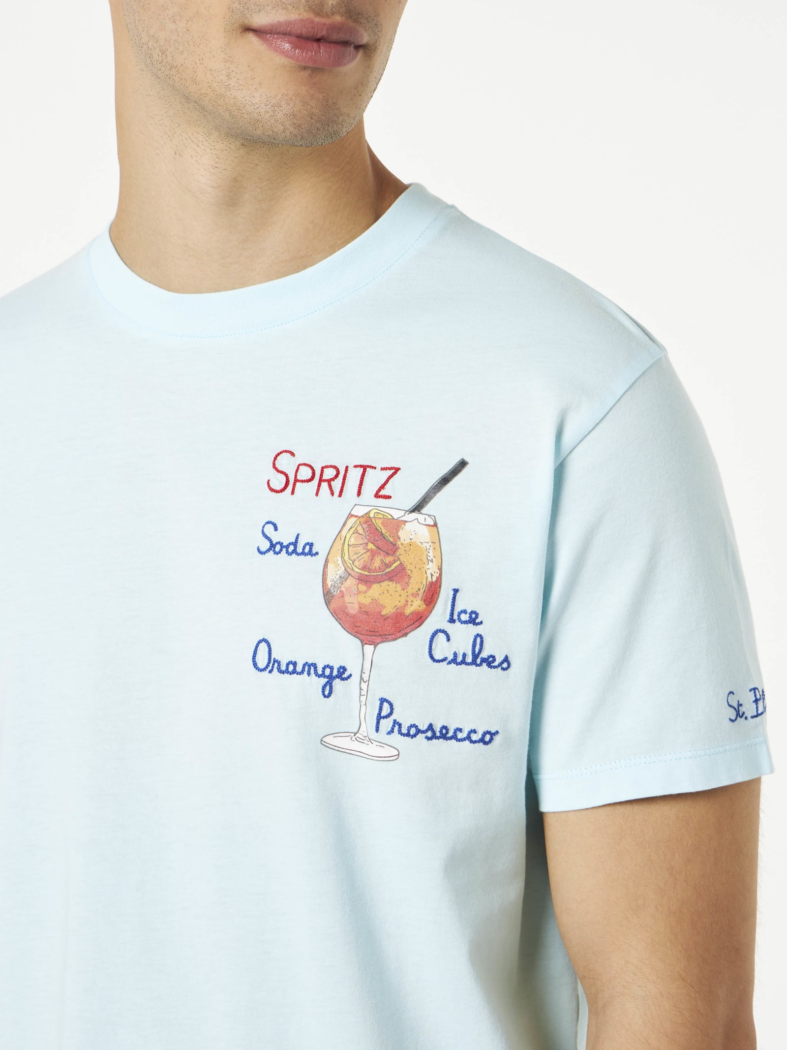 Shop Mc2 Saint Barth Spritz Embroidery Man T-shirt In Yellow