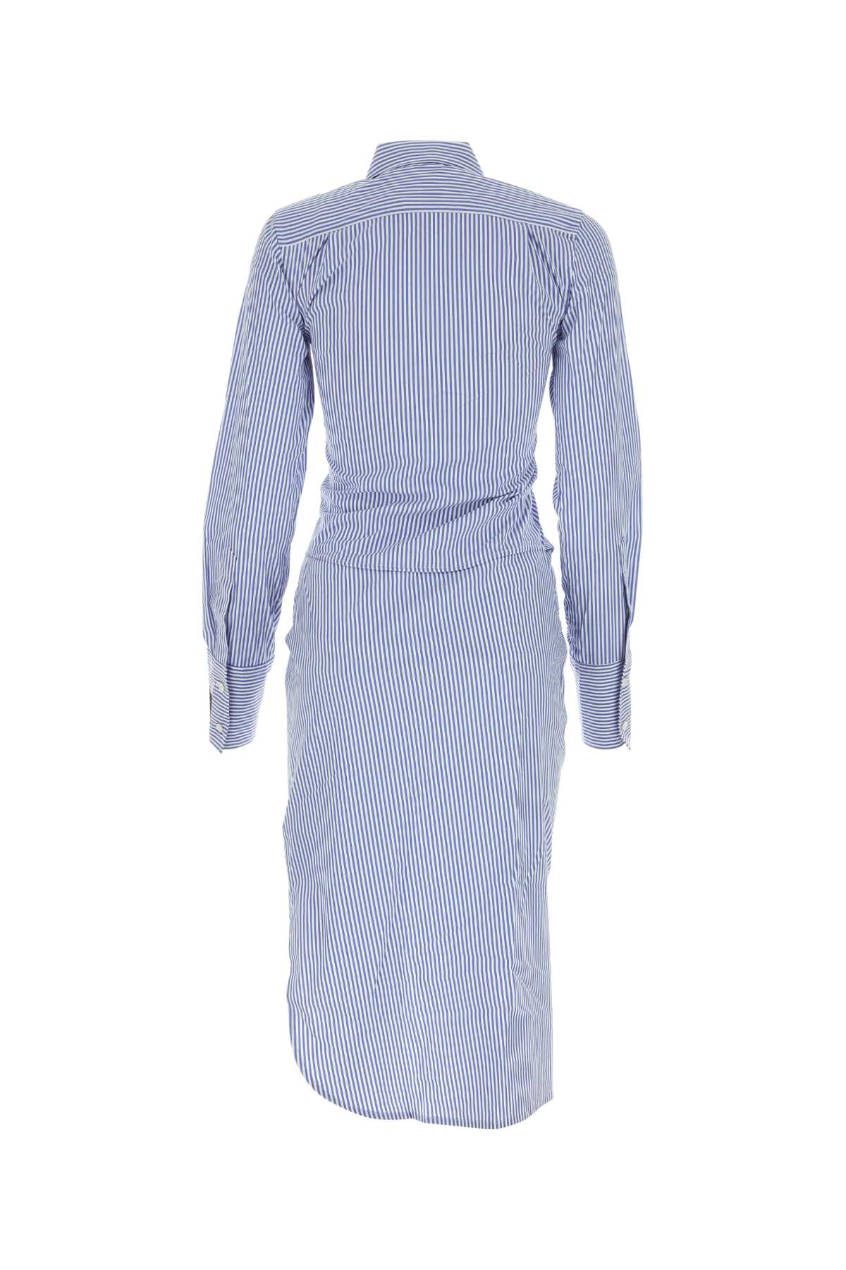 Shop Jw Anderson Printed Stretch Cotton Shirt Dress In Lightbluewhite