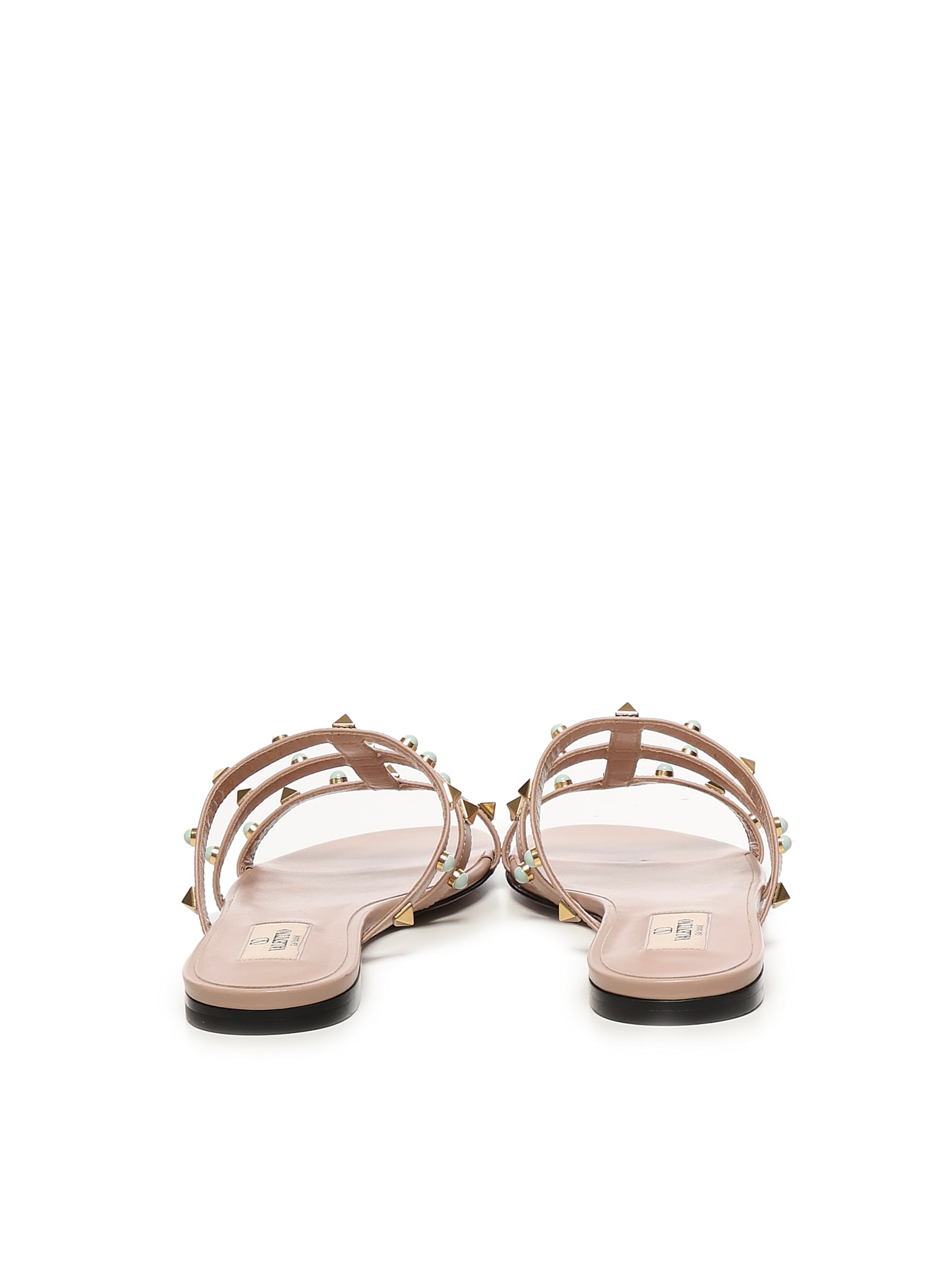VALENTINO GARAVANI ROCKSTUD LEATHER SLIDE