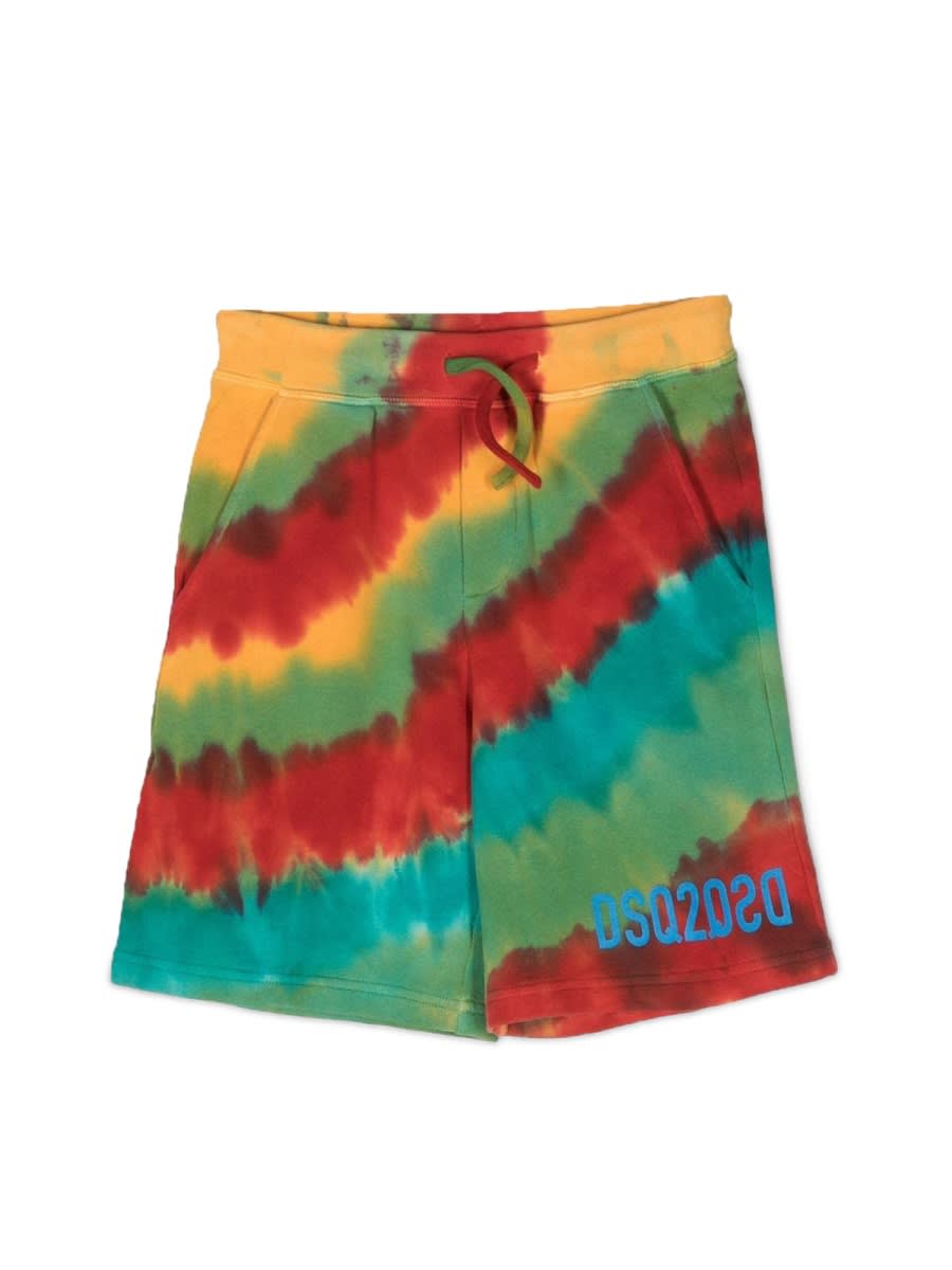 Dsquared2 Logo Tie Dye Bermuda Shorts In Multicolour