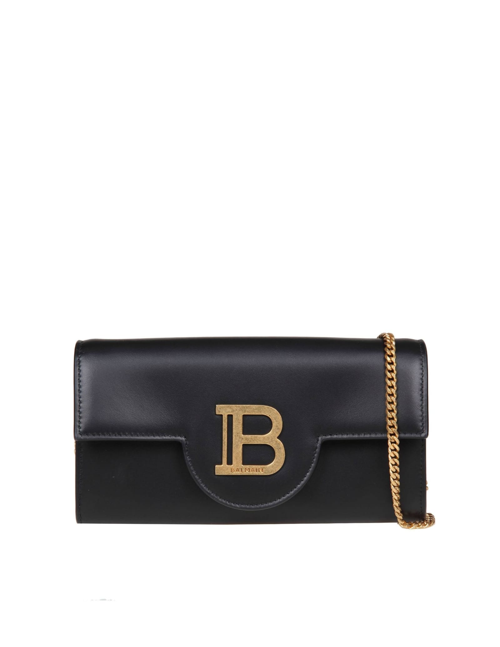 Shop Balmain Buzz Wallet Bag In Black Leather