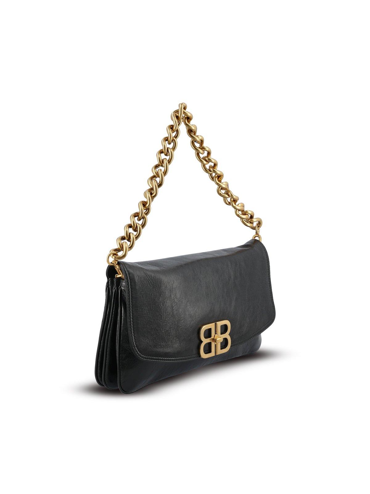 Shop Balenciaga Bb Soft Medium Flap Shoulder Bag In Black