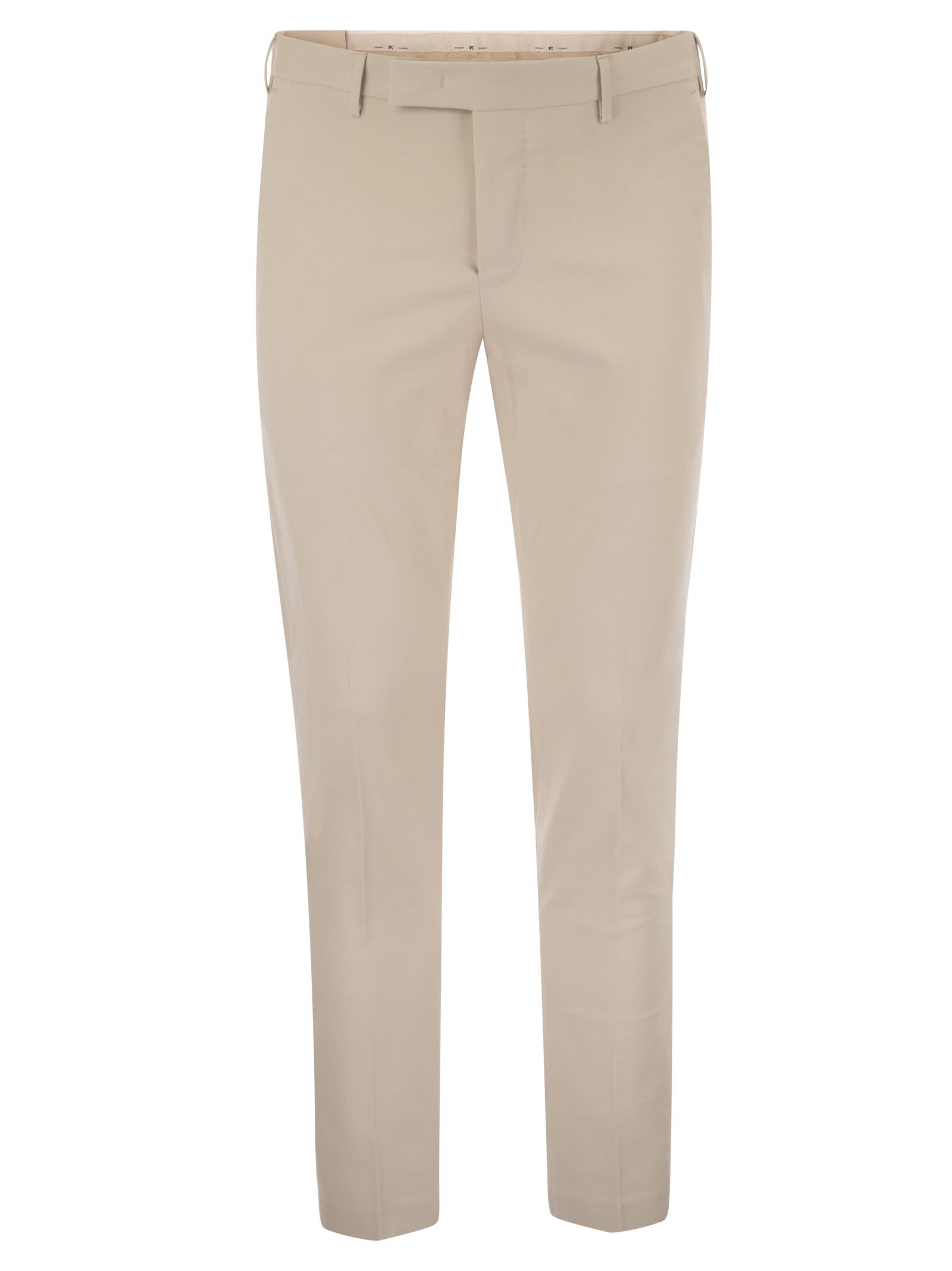Pt Torino Pant Stretch Cotton Loops Belt In Neutral