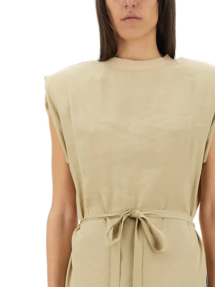 Shop Alysi Peach Touch Long Dress In Beige