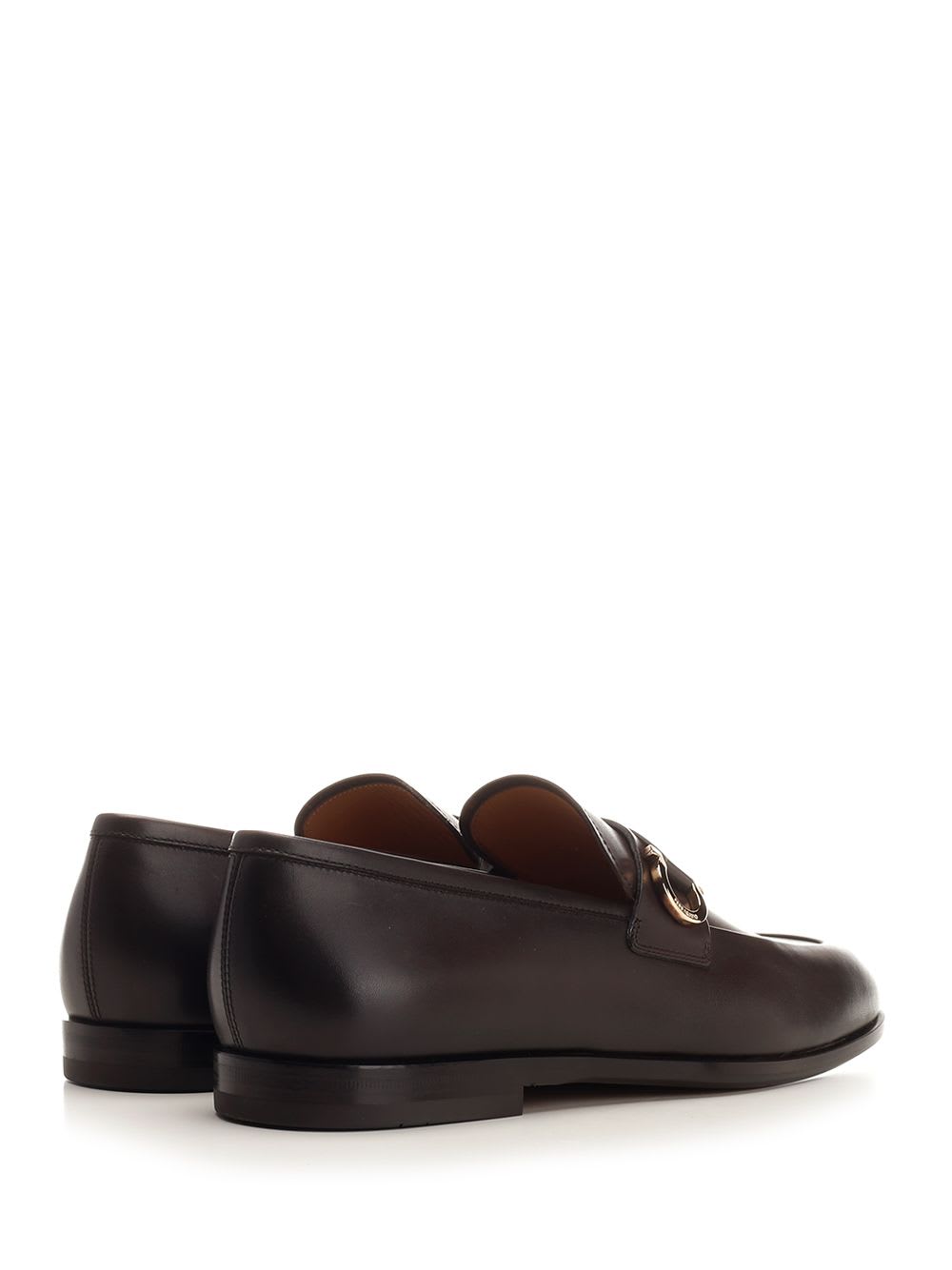 Shop Ferragamo Gancini Ornament Moccasin In Dark