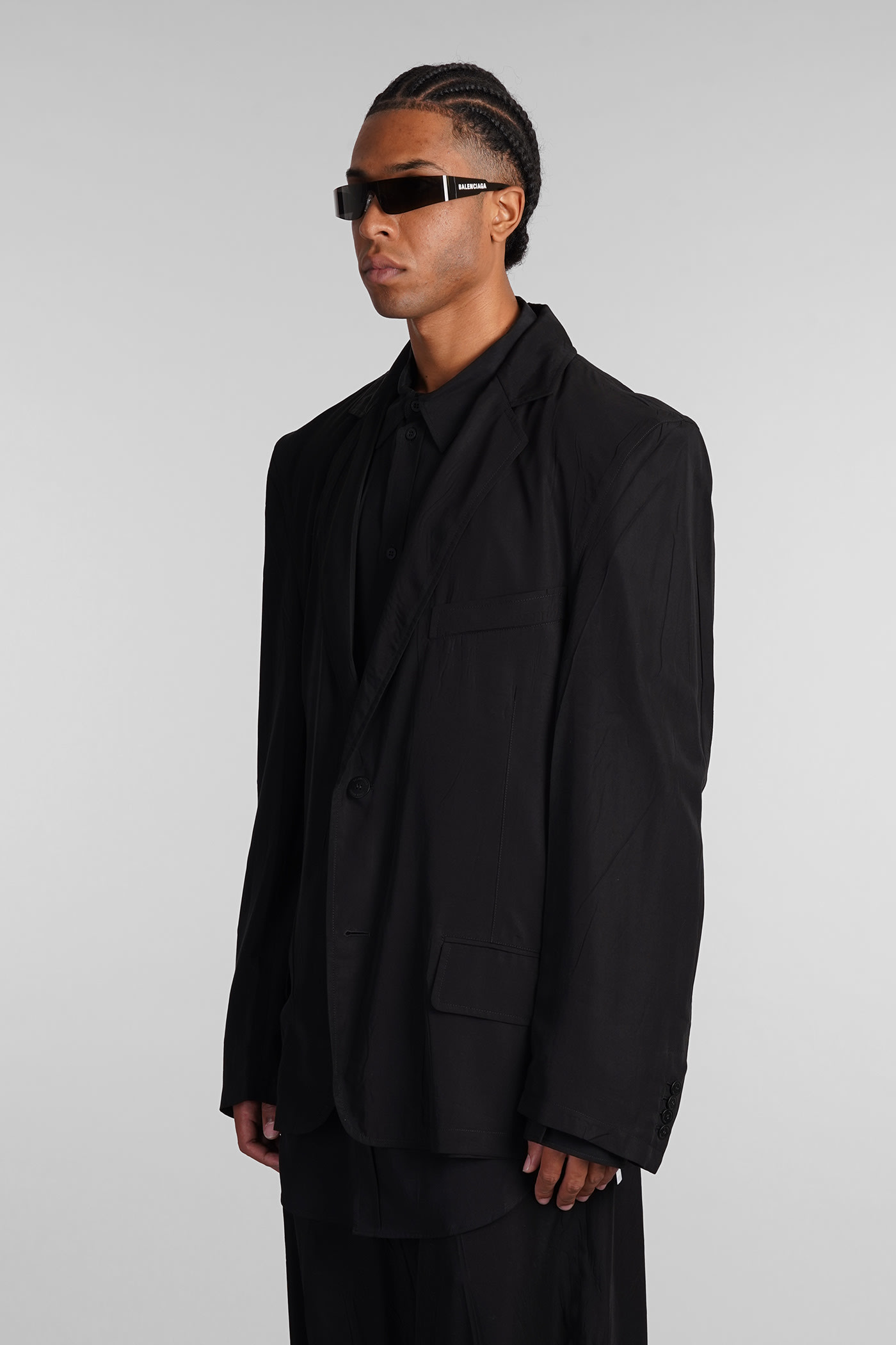 Shop Balenciaga Blazer In Black Wool And Polyester