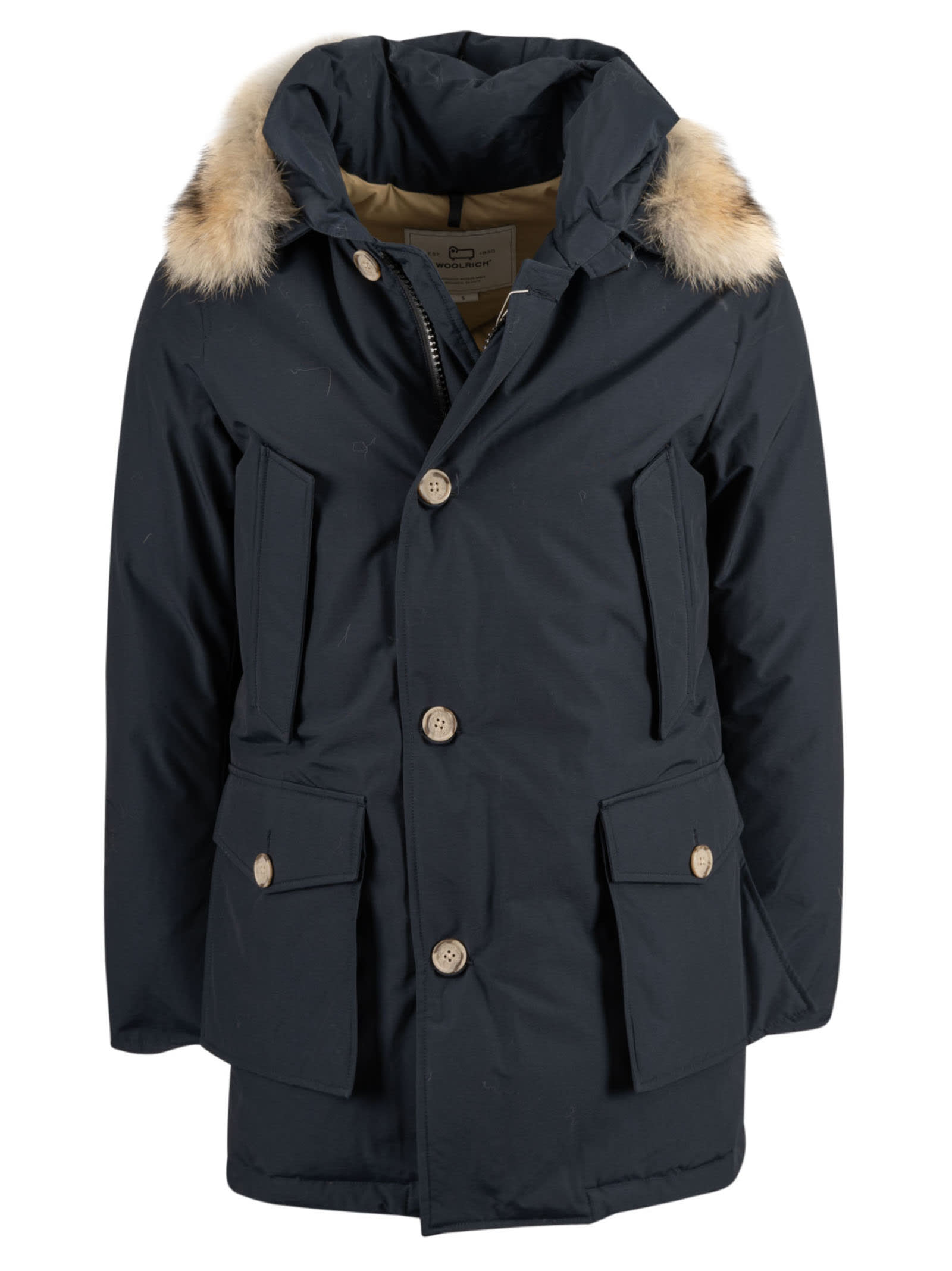 Shop Woolrich Arctic Detachable Fur Parka In Melton Blue