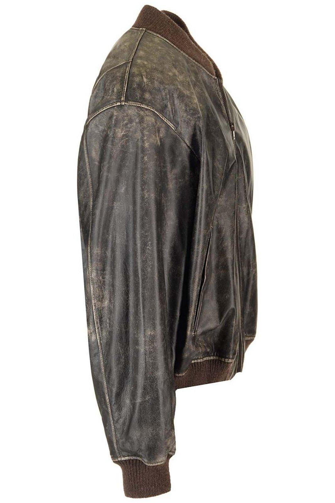 Acne Studios Black Distressed Leather Bomber Jacket In Black
