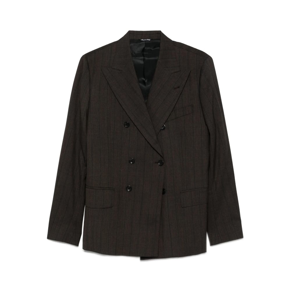 Reveres 1949 Pinstripe Double-breasted Suit In Brown