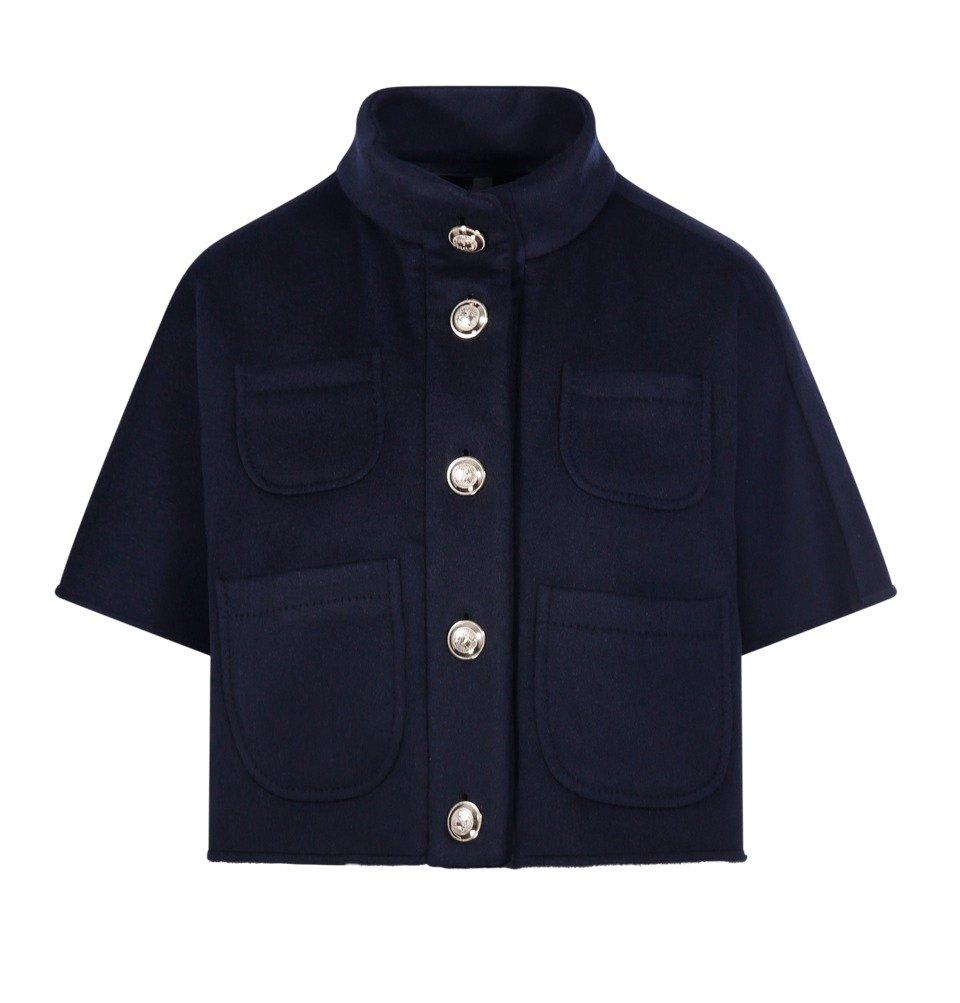 Shop Max Mara Buttoned Short-sleeved Coat In Blu