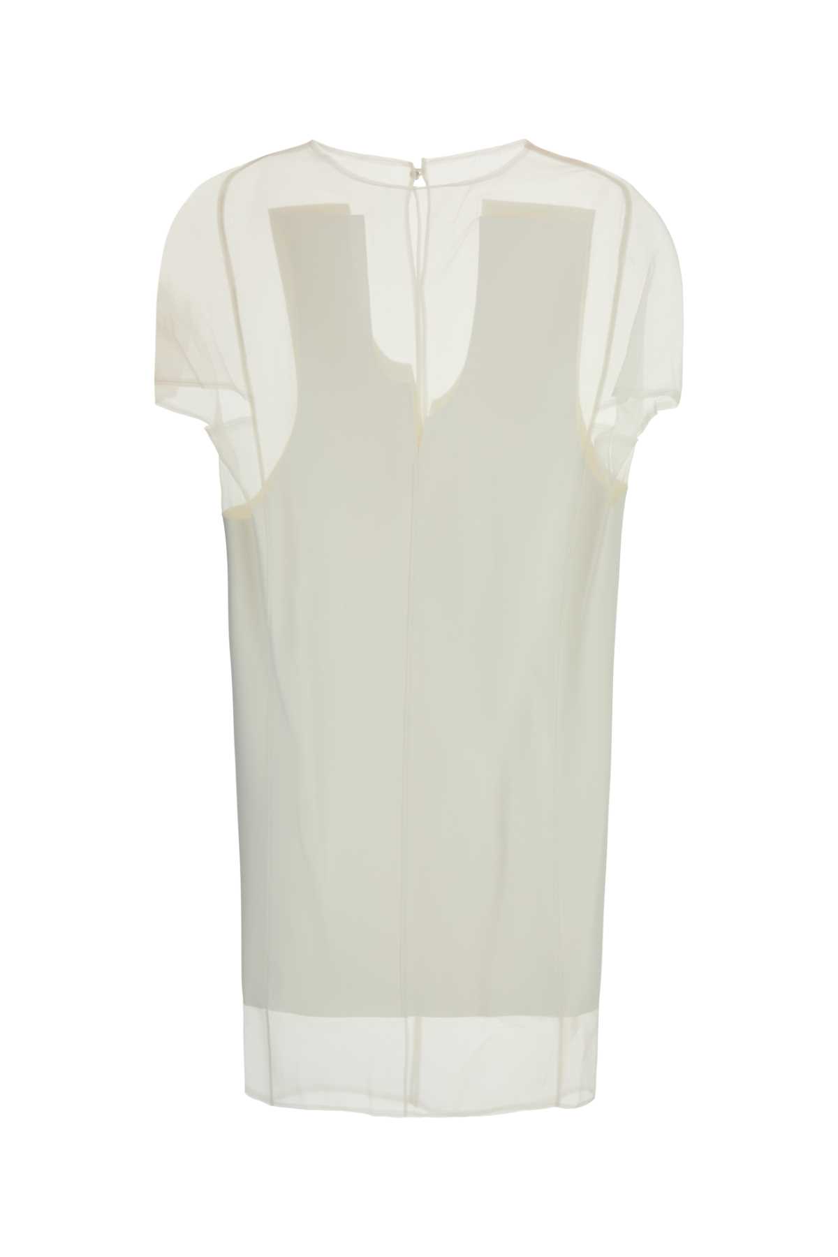 Khaite White Panel Midi Dress With Sheer Inserts In Chalk