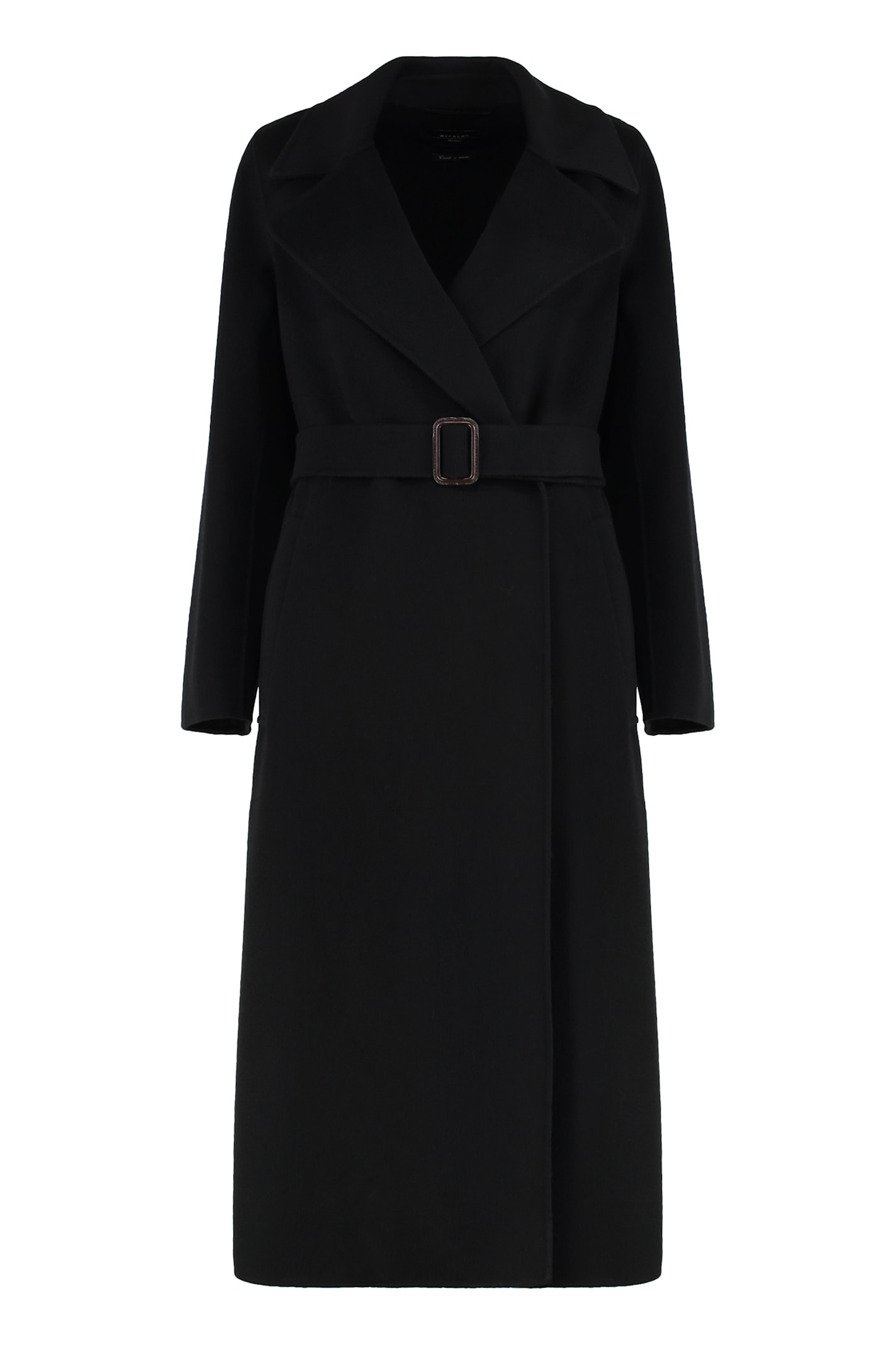 Weekend Max Mara Manu Double-breasted Virgin Wool Coat In Black