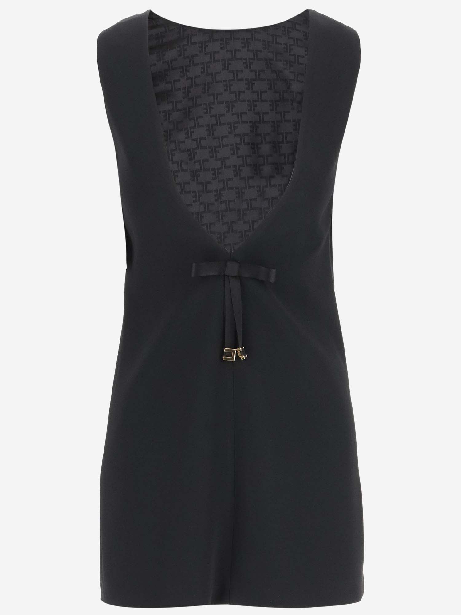 Shop Elisabetta Franchi Viscose Blend Mini Dress With Logo In Black