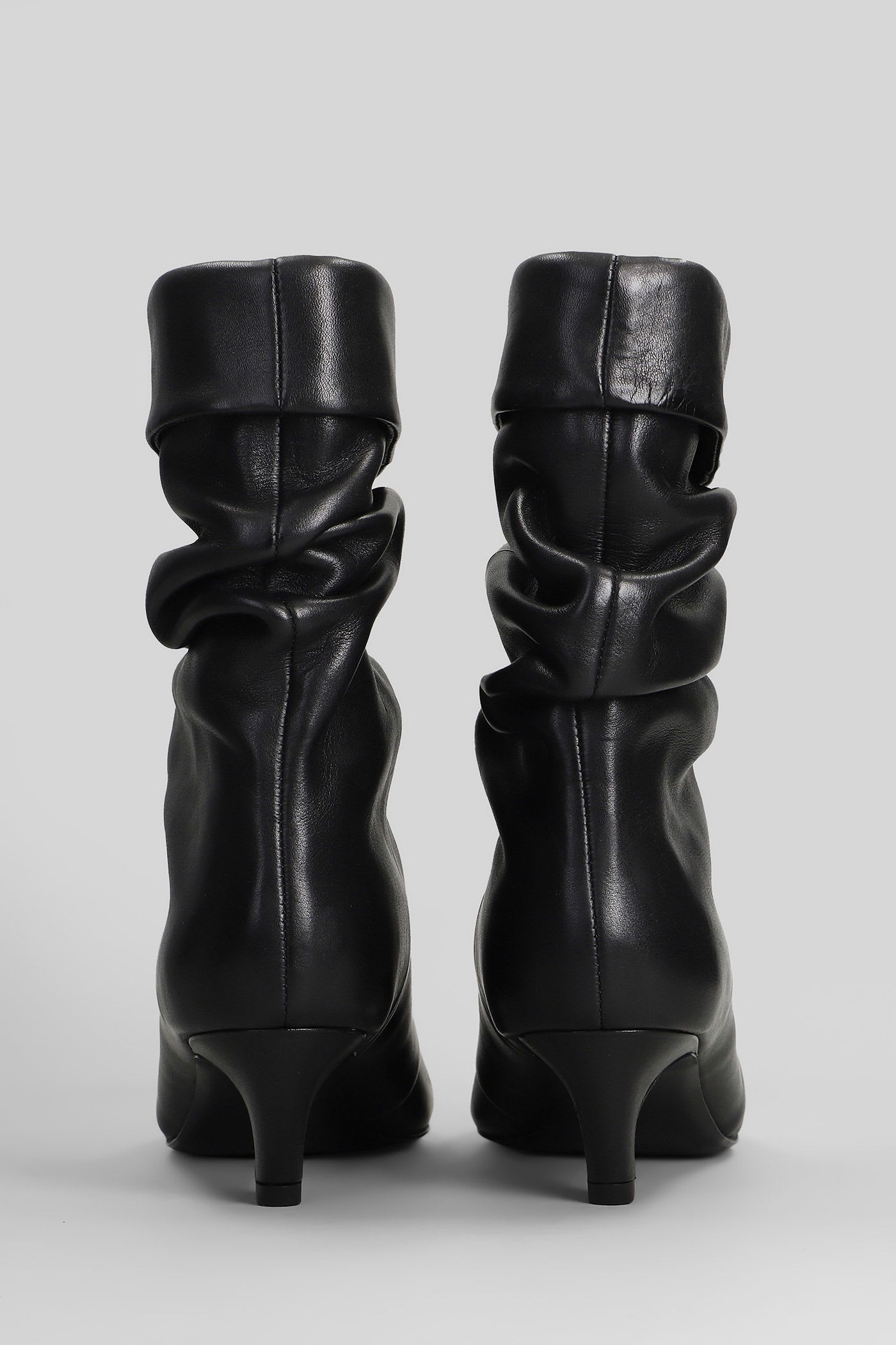Ash Virgee High Heels Ankle Boots In Black Leather In Black
