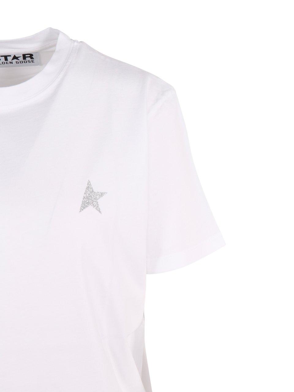 Shop Golden Goose Logo Embellished T-shirt In White Silver