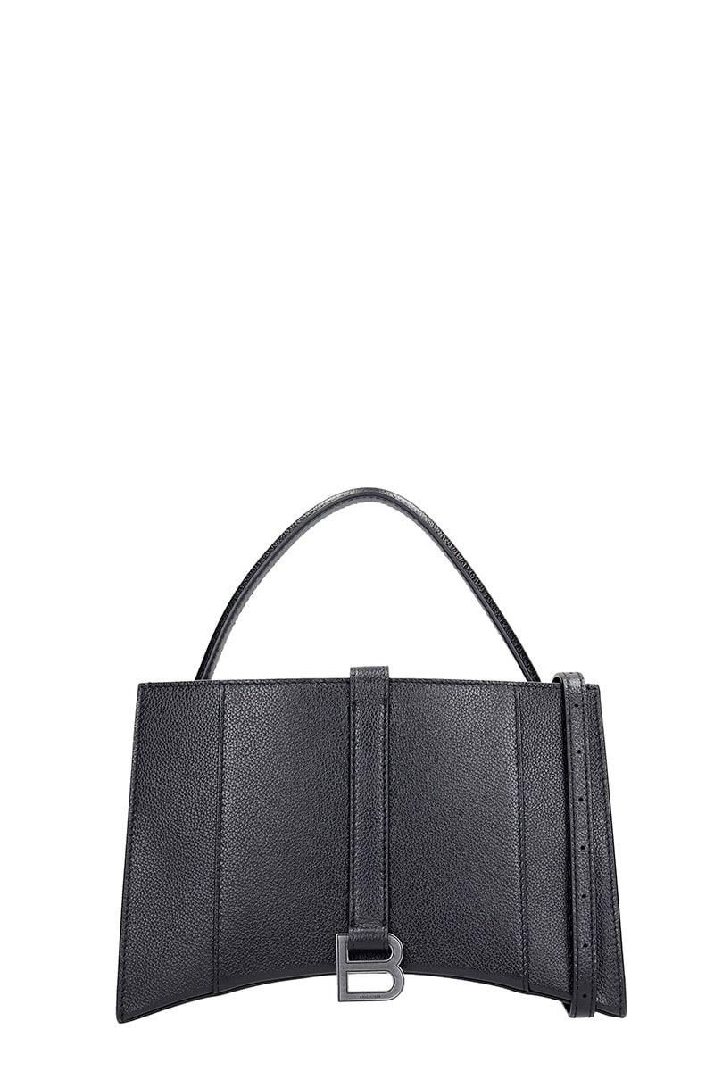 Balenciaga Hourglass S Hand Bag In Black Leather