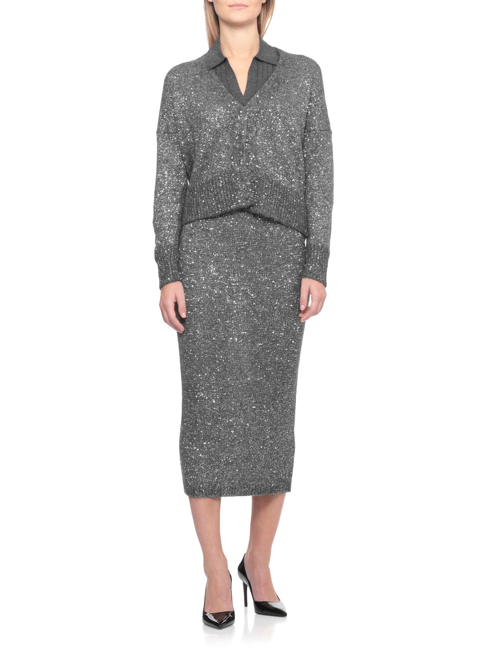 Peserico Wool Sweater In Gray