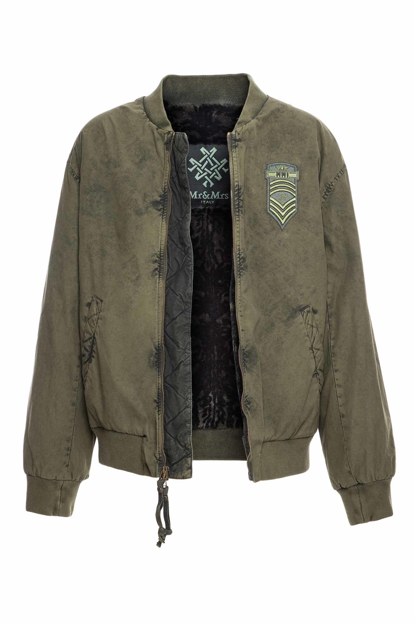 MR & MRS ITALY LODEN BOMBER WITH LAMB FUR