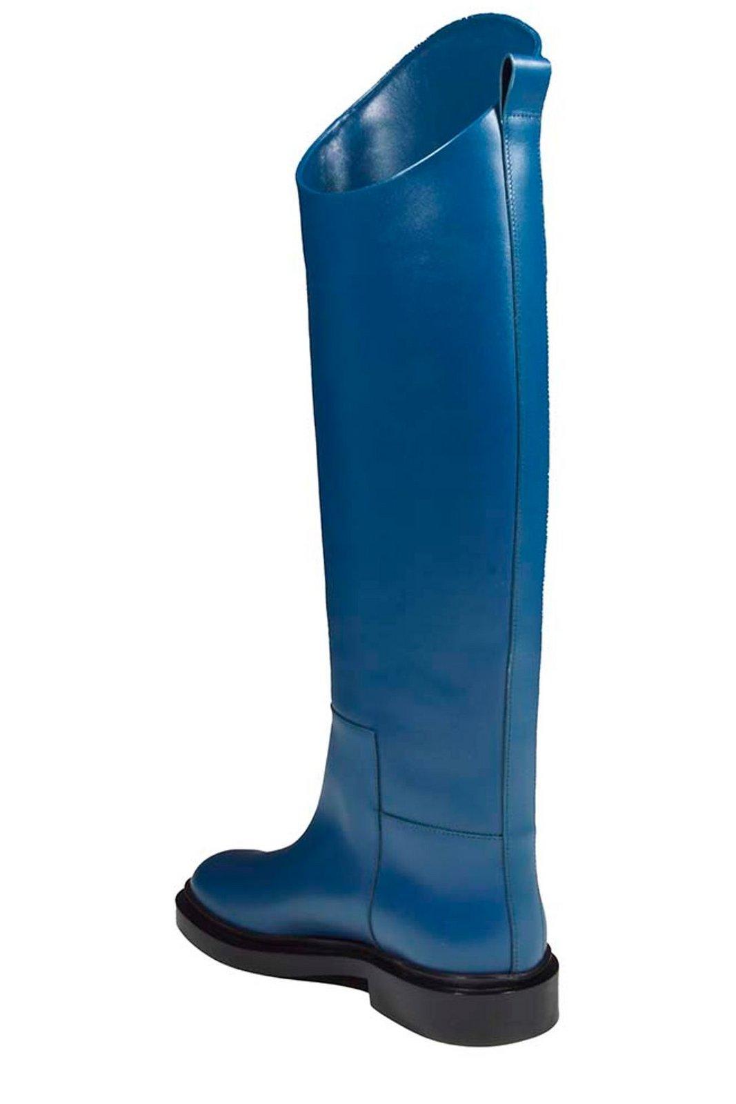 Shop Jil Sander Almond-toe Knee-length Boots In Blu