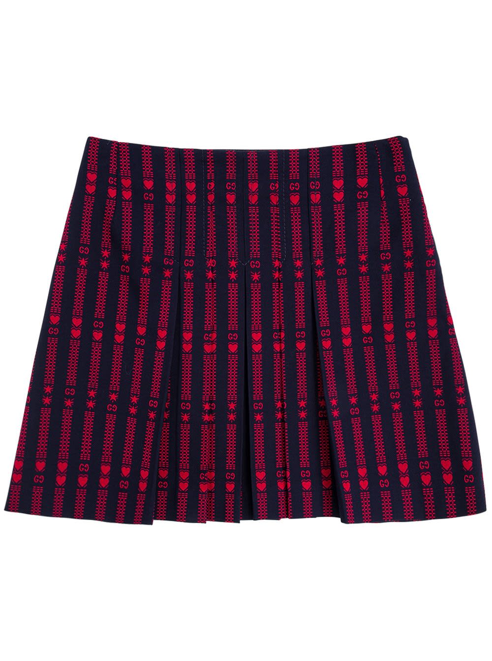 Gucci Cotton Skirt With Stars And Hearts Gg