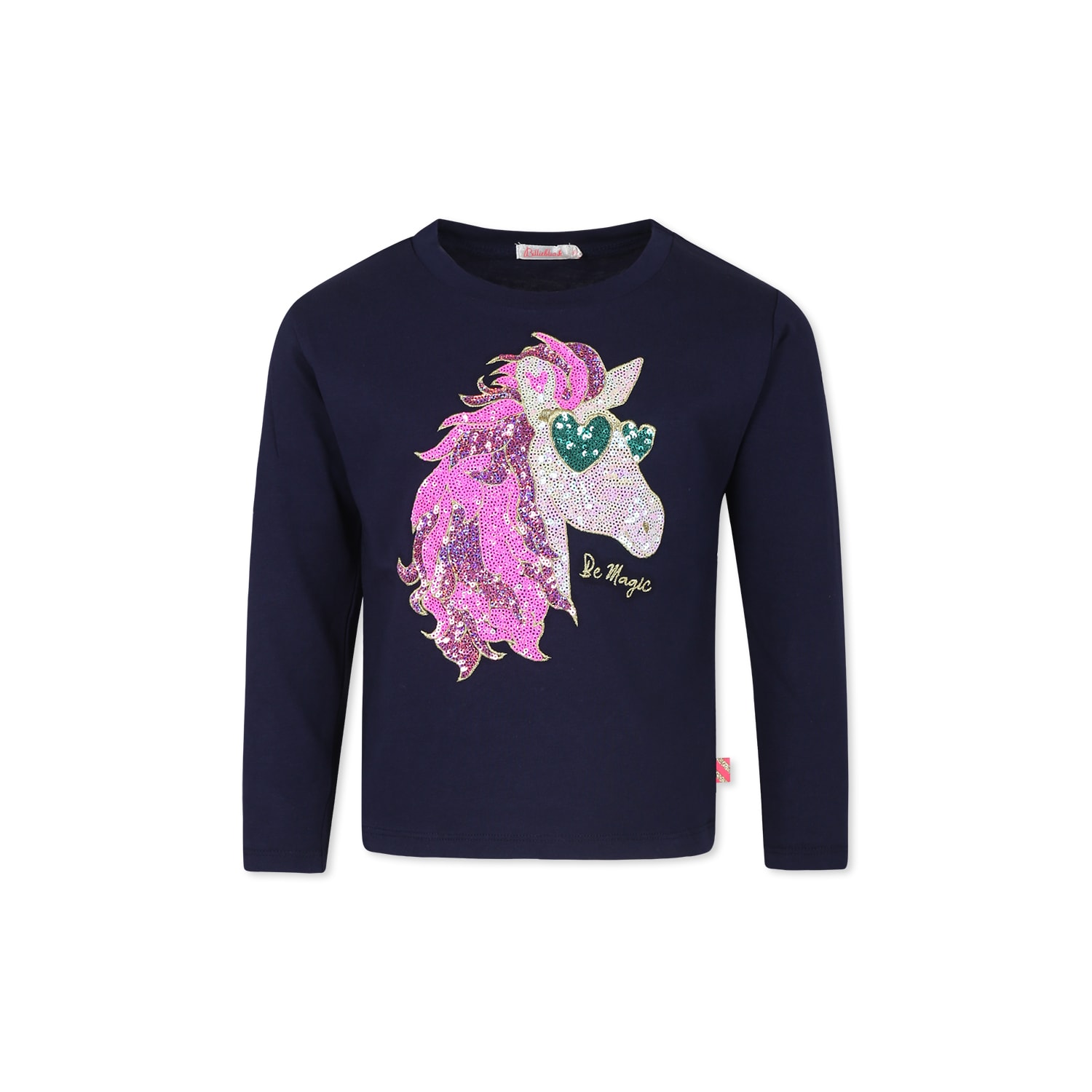 Shop Billieblush Blue T-shirt For Girl With Unicorn
