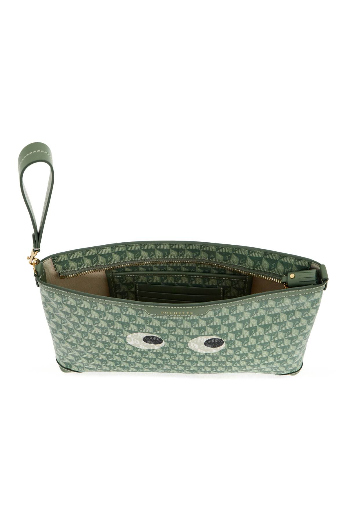 Shop Anya Hindmarch Pouch I Am A Plastic Bag With Eyes In Moss (green)