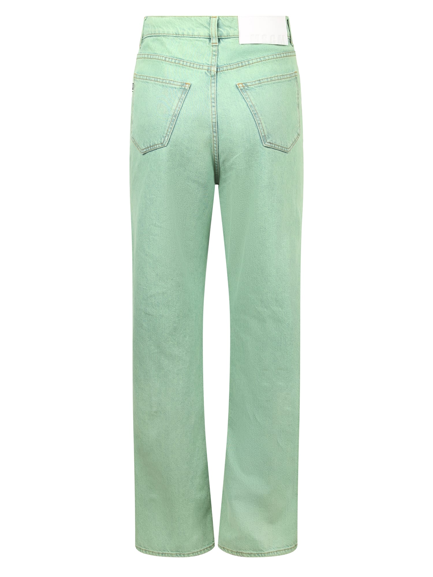 Shop Msgm Jeans Destroyed Colored Verde In Green