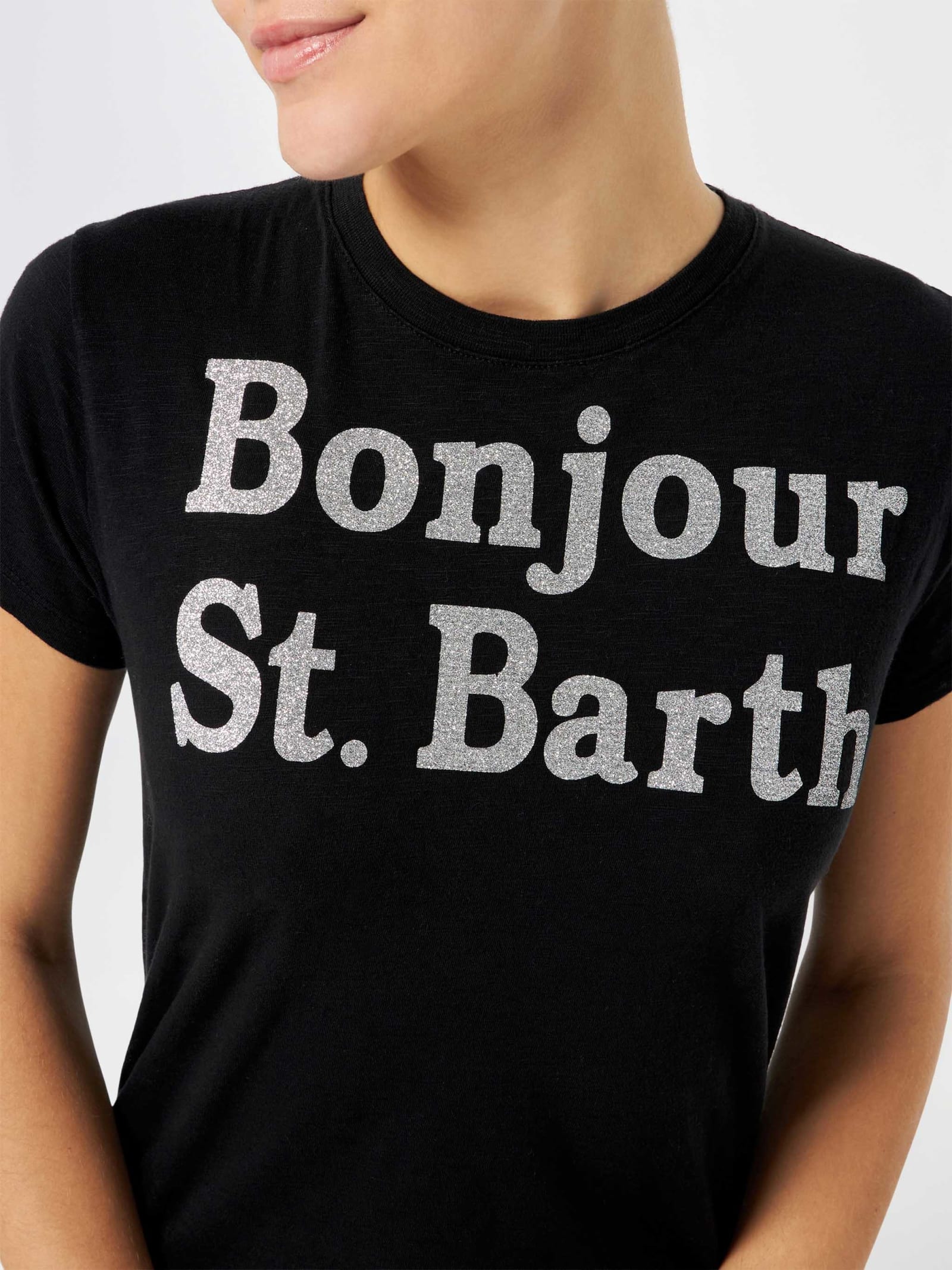 Shop Mc2 Saint Barth Woman T-shirt With Bonjour St. Barth Lettering