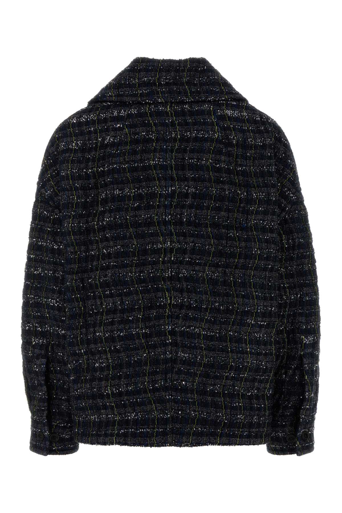 Missoni Textured Fabric Collared Long Sleeve Overshirt In Green