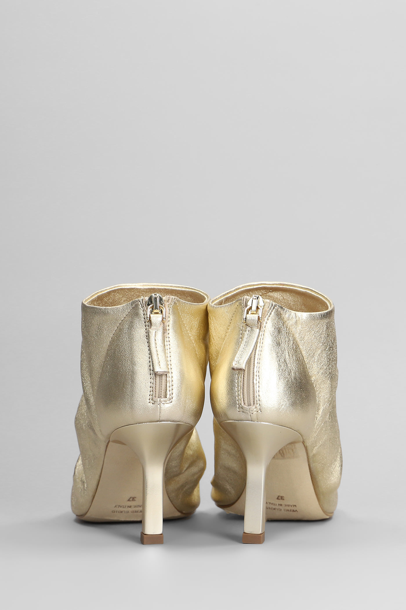 The Seller High Heels Ankle Boots In Platinum Leather In Platinum