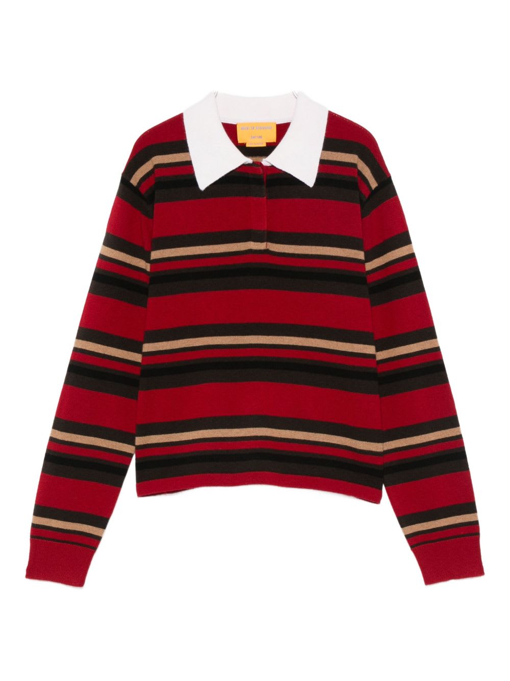 Guest In Residence Striped Polo Shirt In Burgundy
