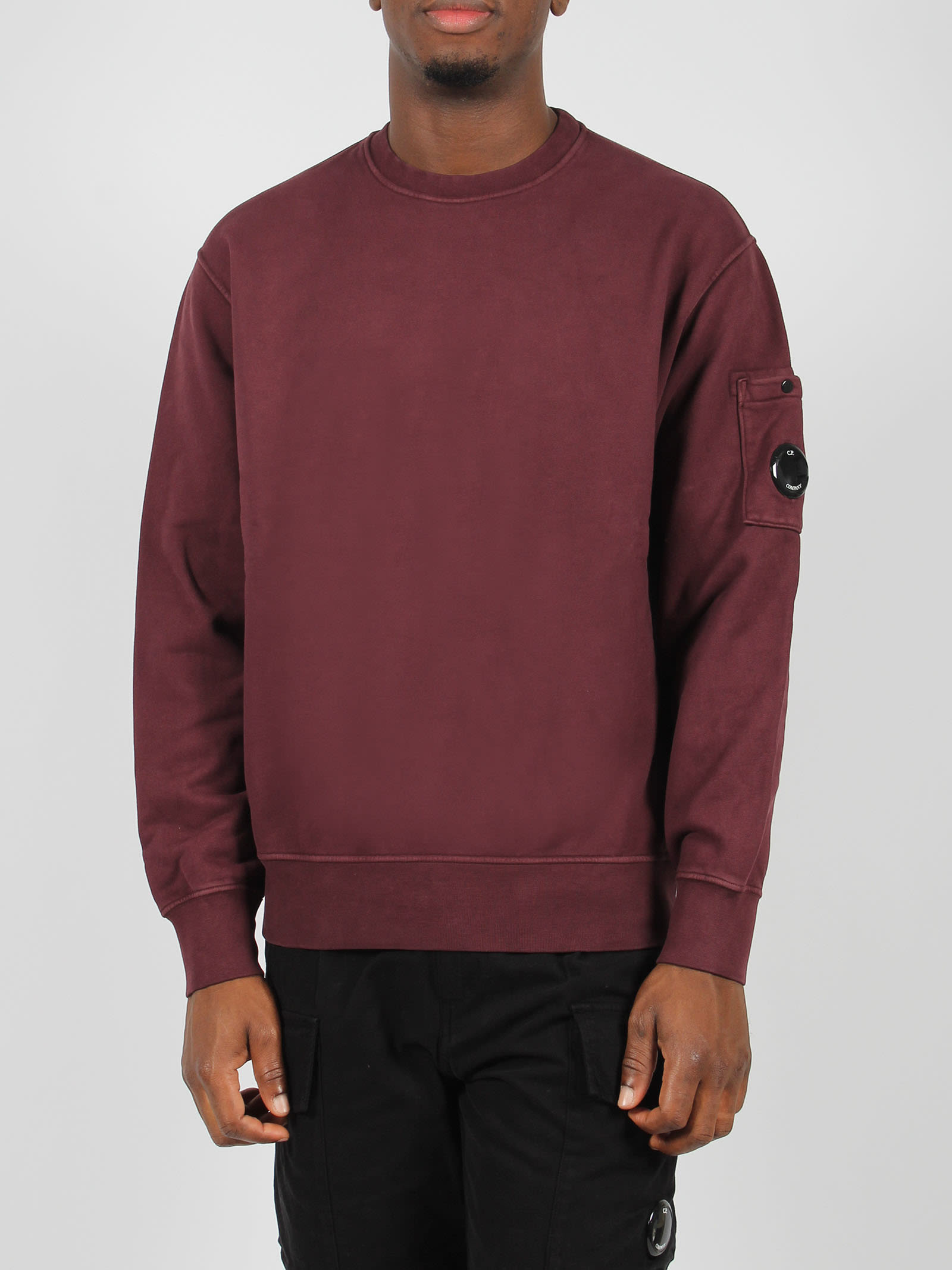 Shop C.p. Company Crew Neck Sweatshirt In Dark Red