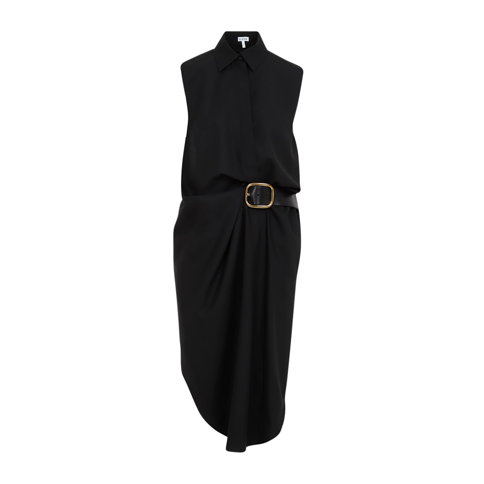 Shop Loewe Belted Dress In Black