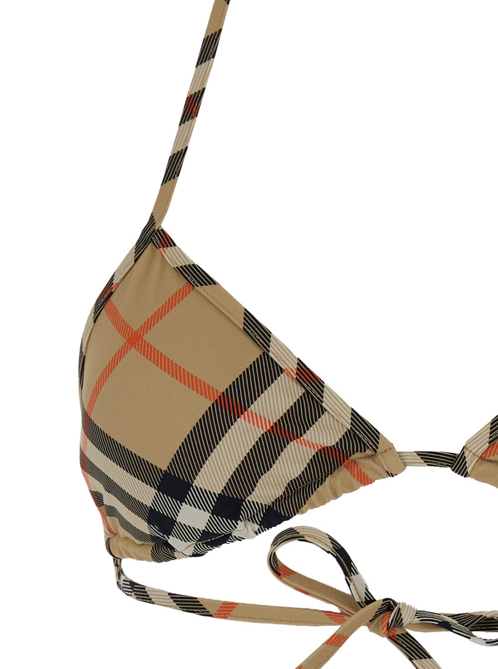 Shop Burberry Ekd Ww Bikini Top In Beige