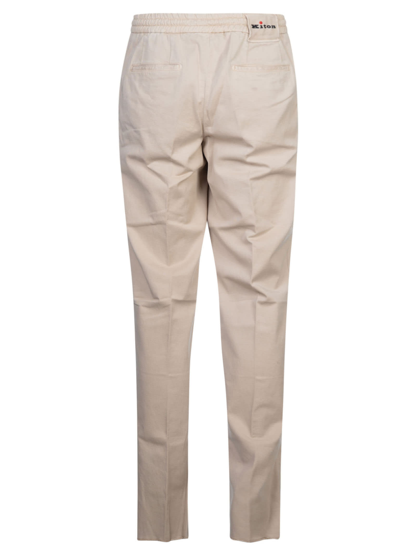 Shop Kiton Buttoned Fitted Trousers In Beige