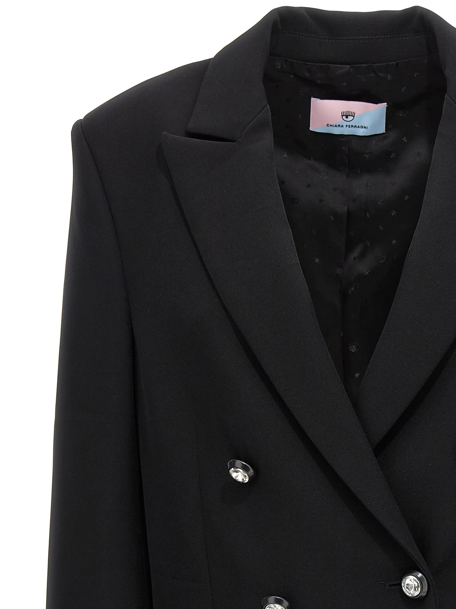 Shop Chiara Ferragni Double-breasted Blazer In Black
