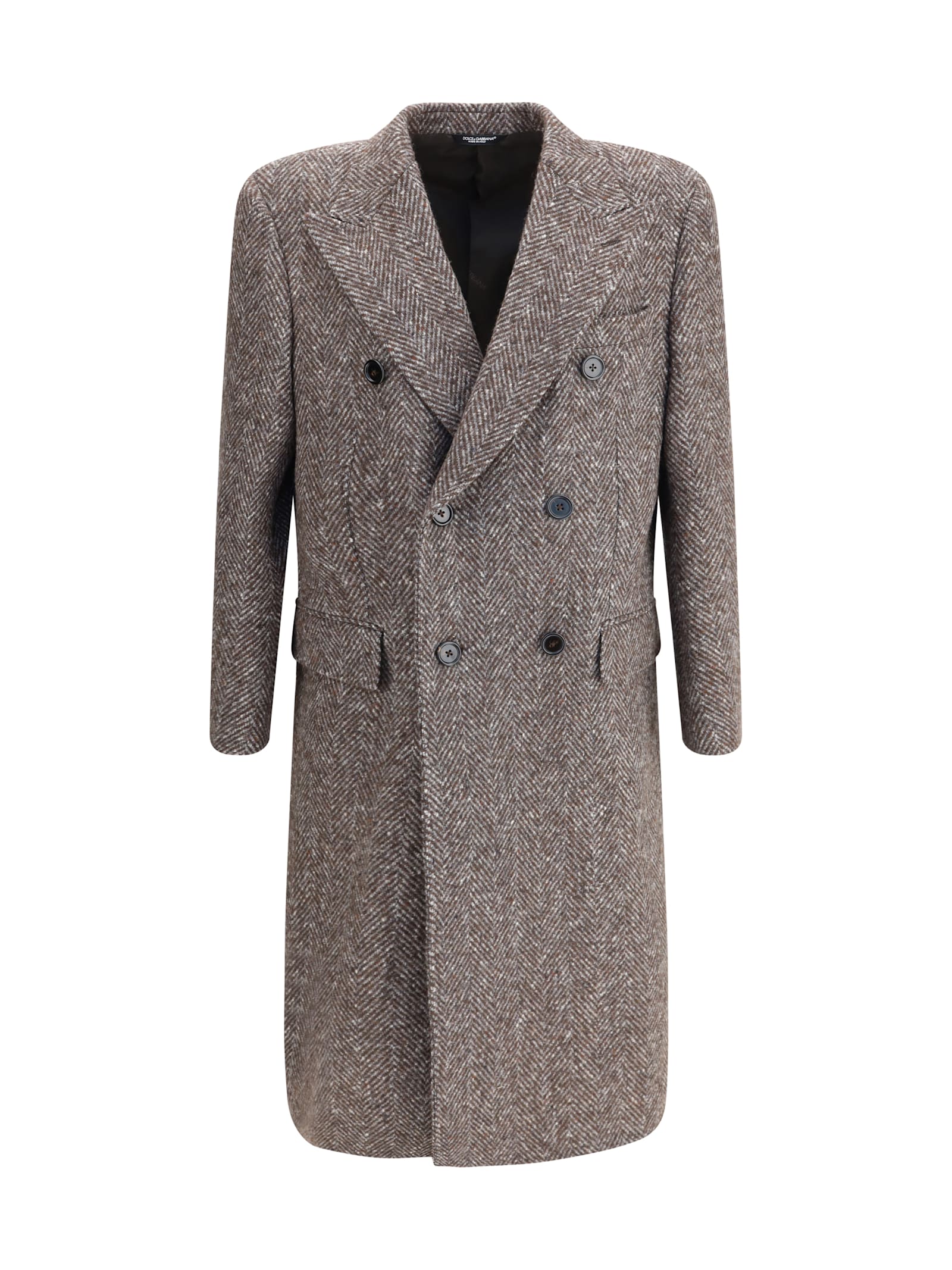 Dolce & Gabbana Double-breasted Coat In Brown