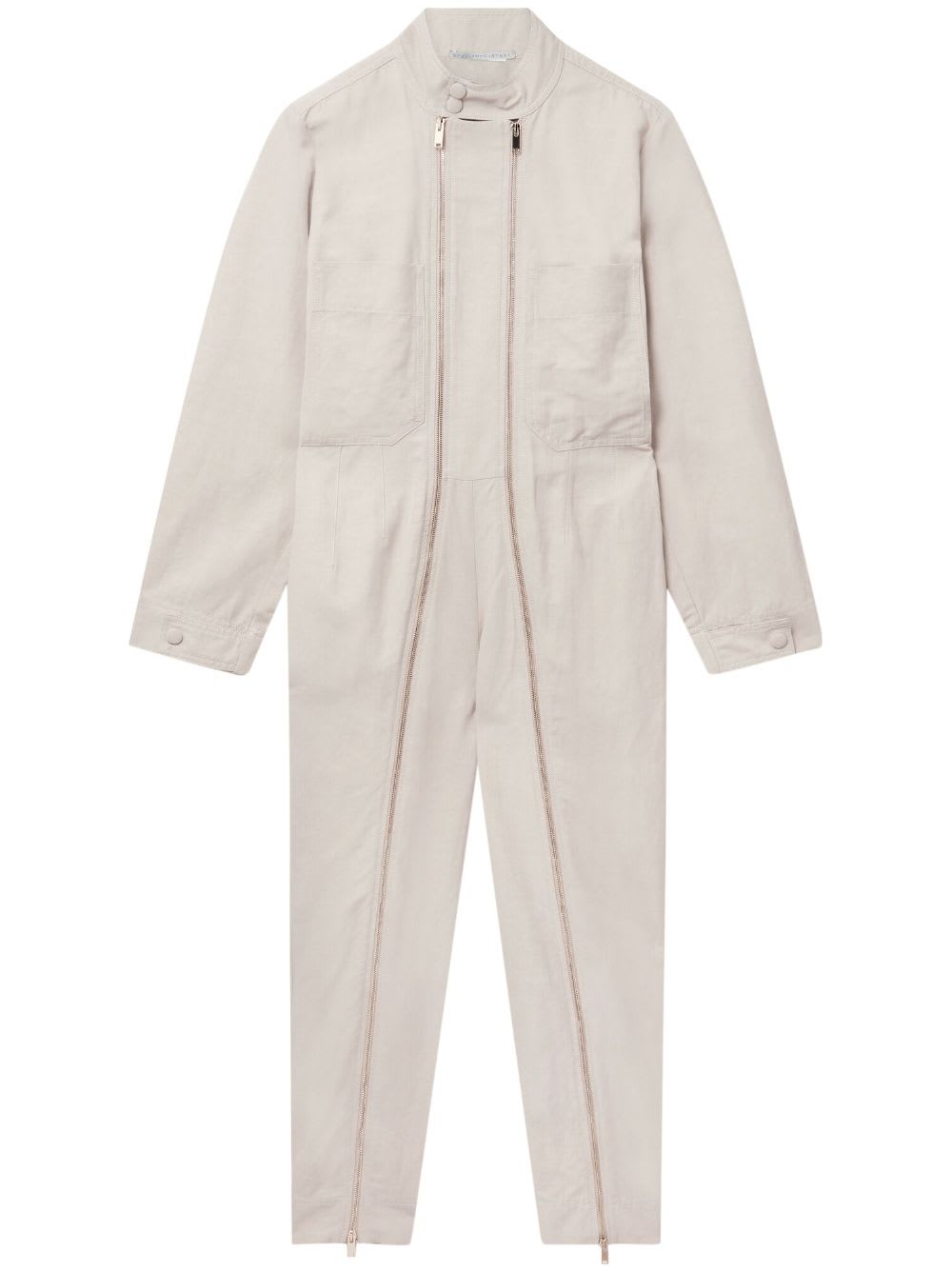 Shop Stella Mccartney Stella Iconics Ziped Jumpsuit In Beige