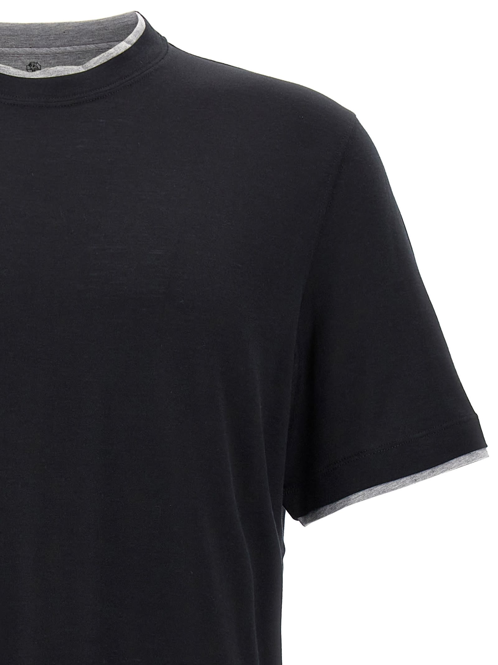 Shop Brunello Cucinelli Layered T-shirt In Black