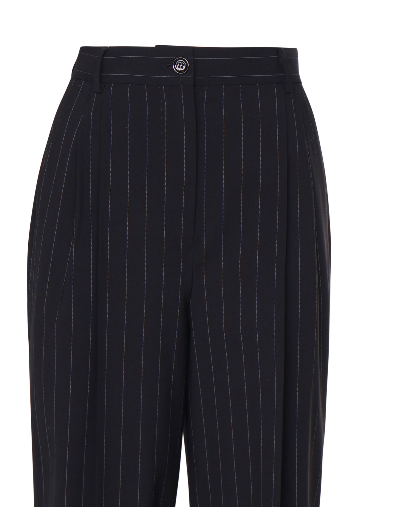 Shop Dolce & Gabbana Pinstriped Trousers In Virgin Wool Blend In Black Striped